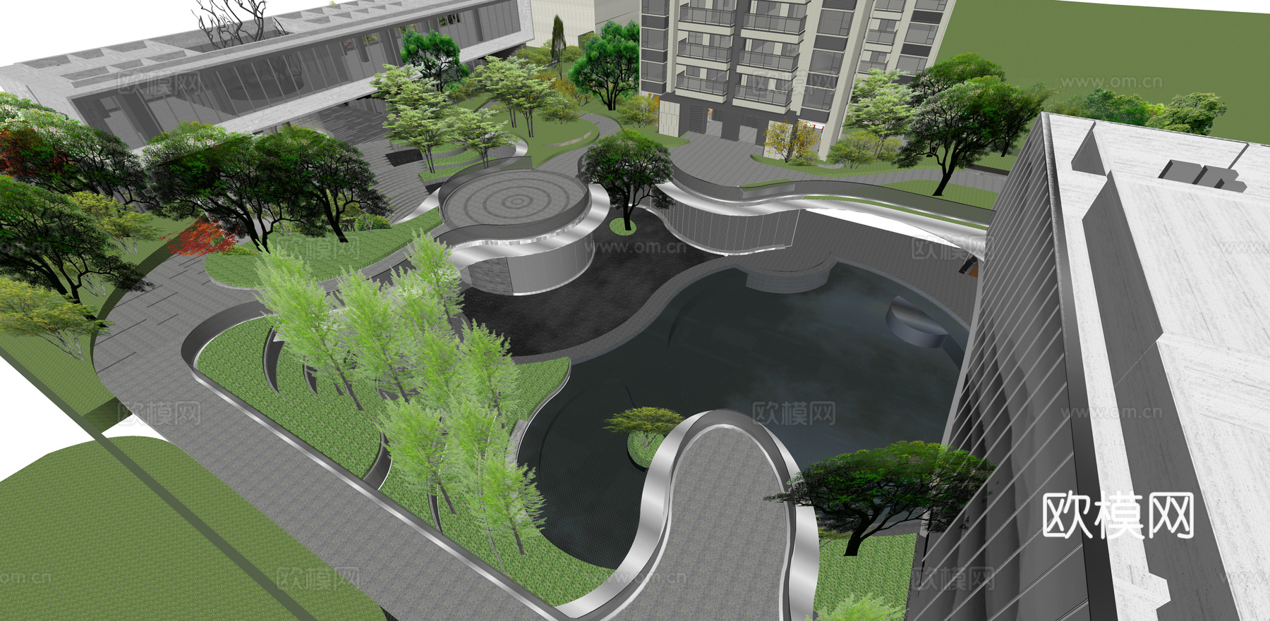 新中式售楼处su模型下载下载（渲染图4）