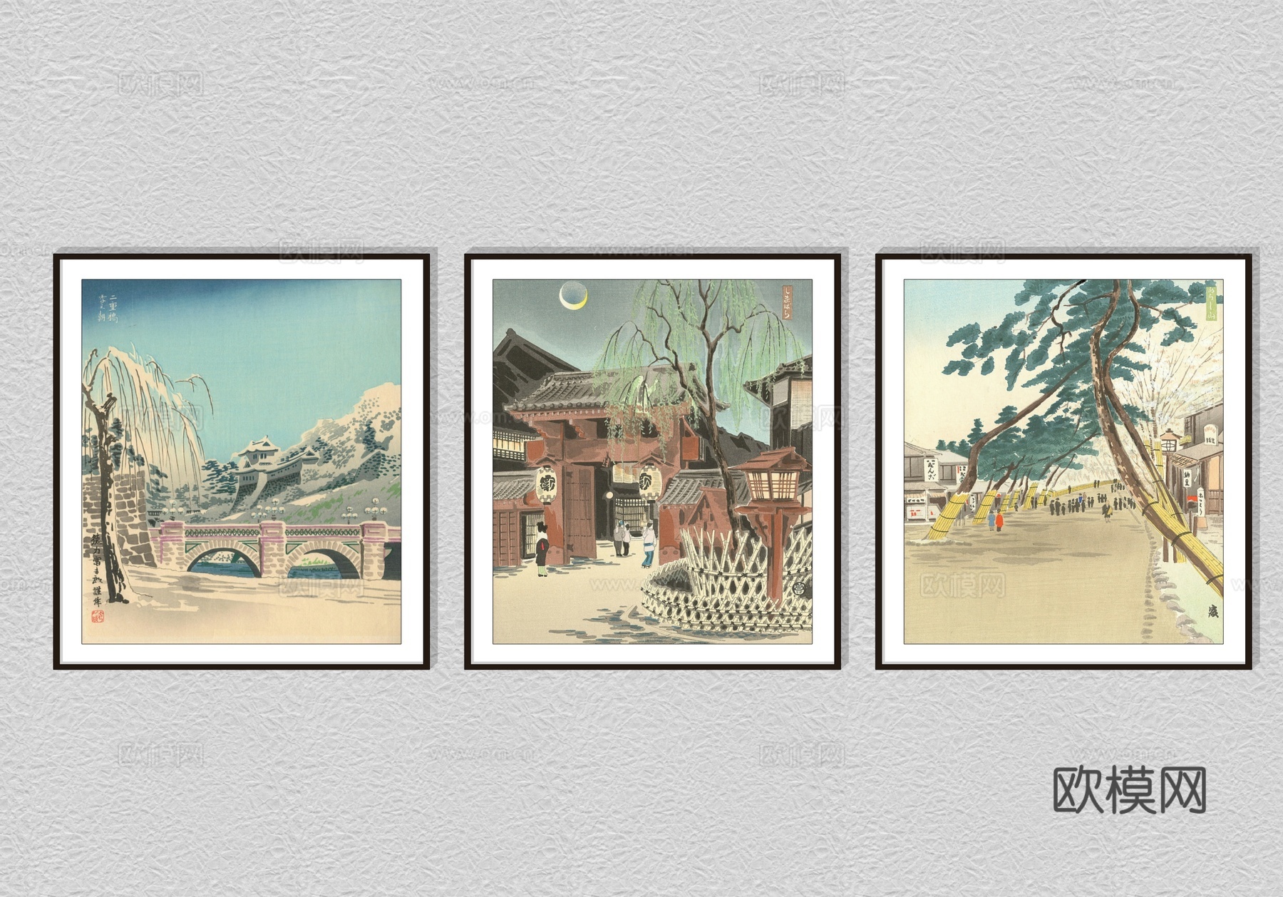 新中式风景装饰画su模型下载
