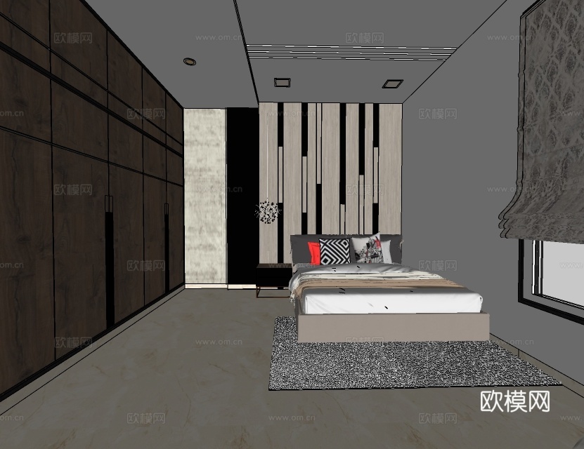 现代卧室su模型下载