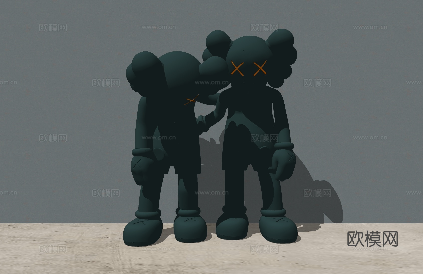 现代Kaws公仔摆件su模型下载