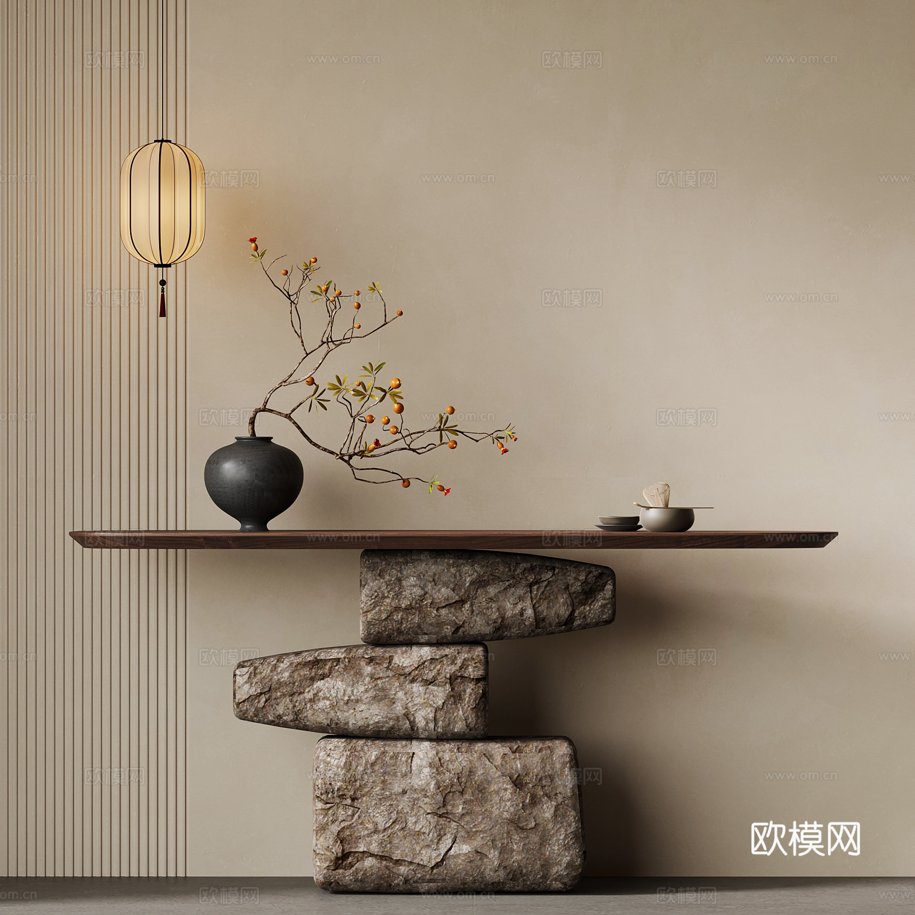 015玄关柜 中古风玄关柜su模型