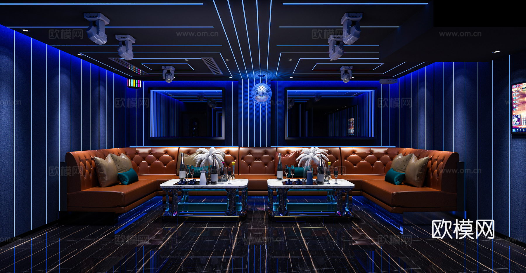 KTV 深渊镜  卡座沙发 摇头灯 点歌机3d模型