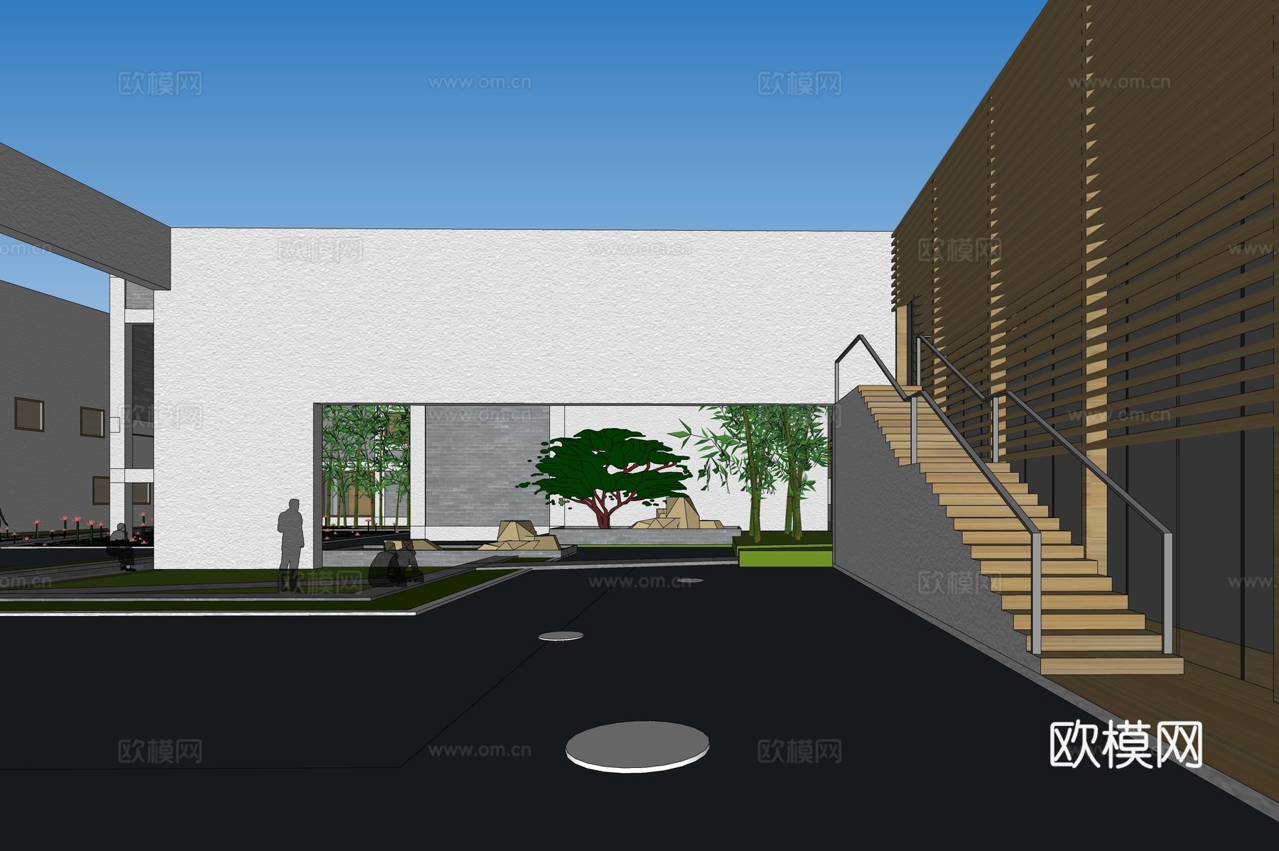 现代创意园建筑外观su模型下载