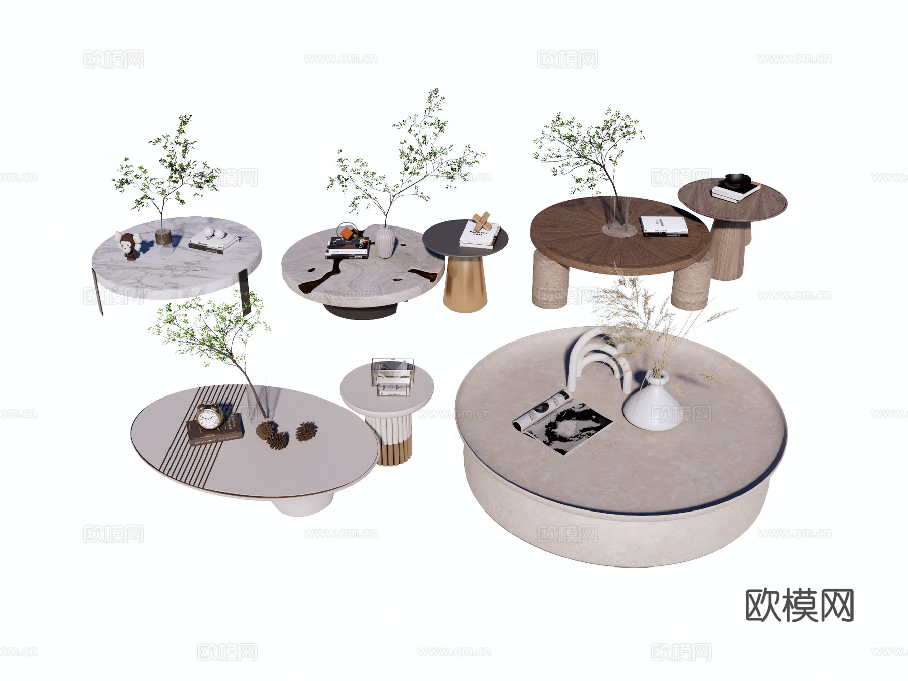茶几 茶几组合 圆形茶几 石材茶几 木制茶几 大理石茶几su模型