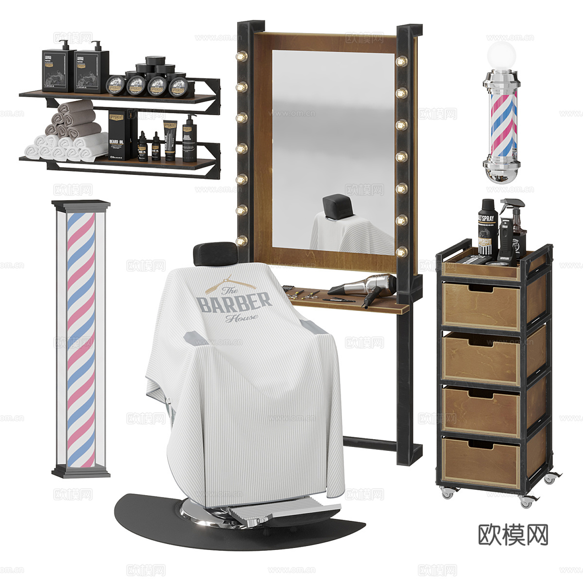 现代理发器材套装3d模型