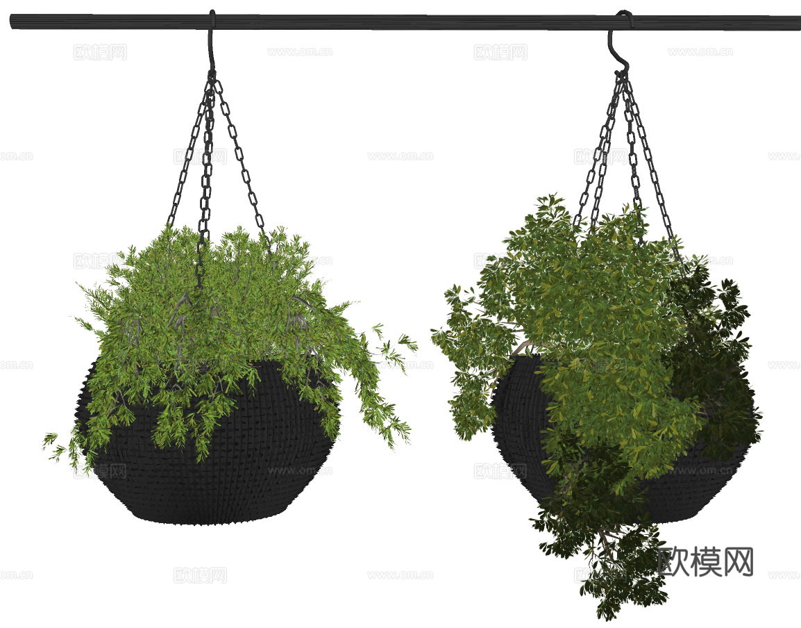 现代悬挂绿植盆栽su模型下载