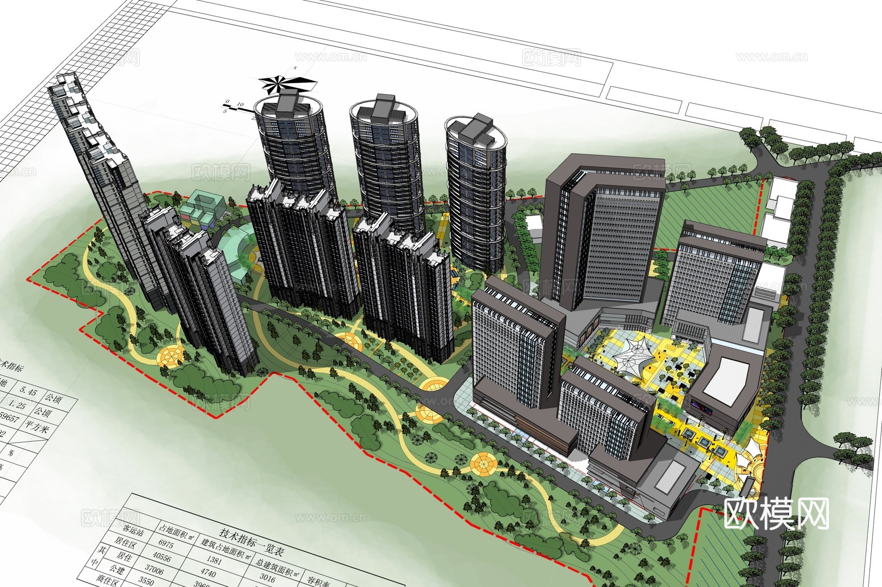 现代小区建筑外观su模型下载