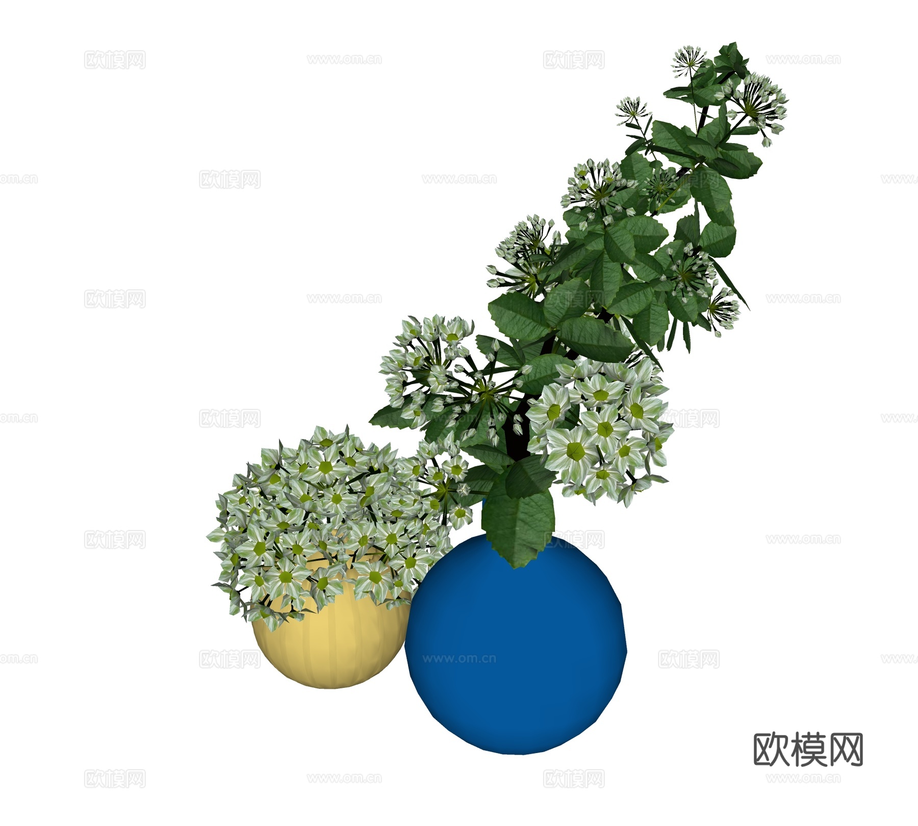 现代绿植花瓶su模型下载