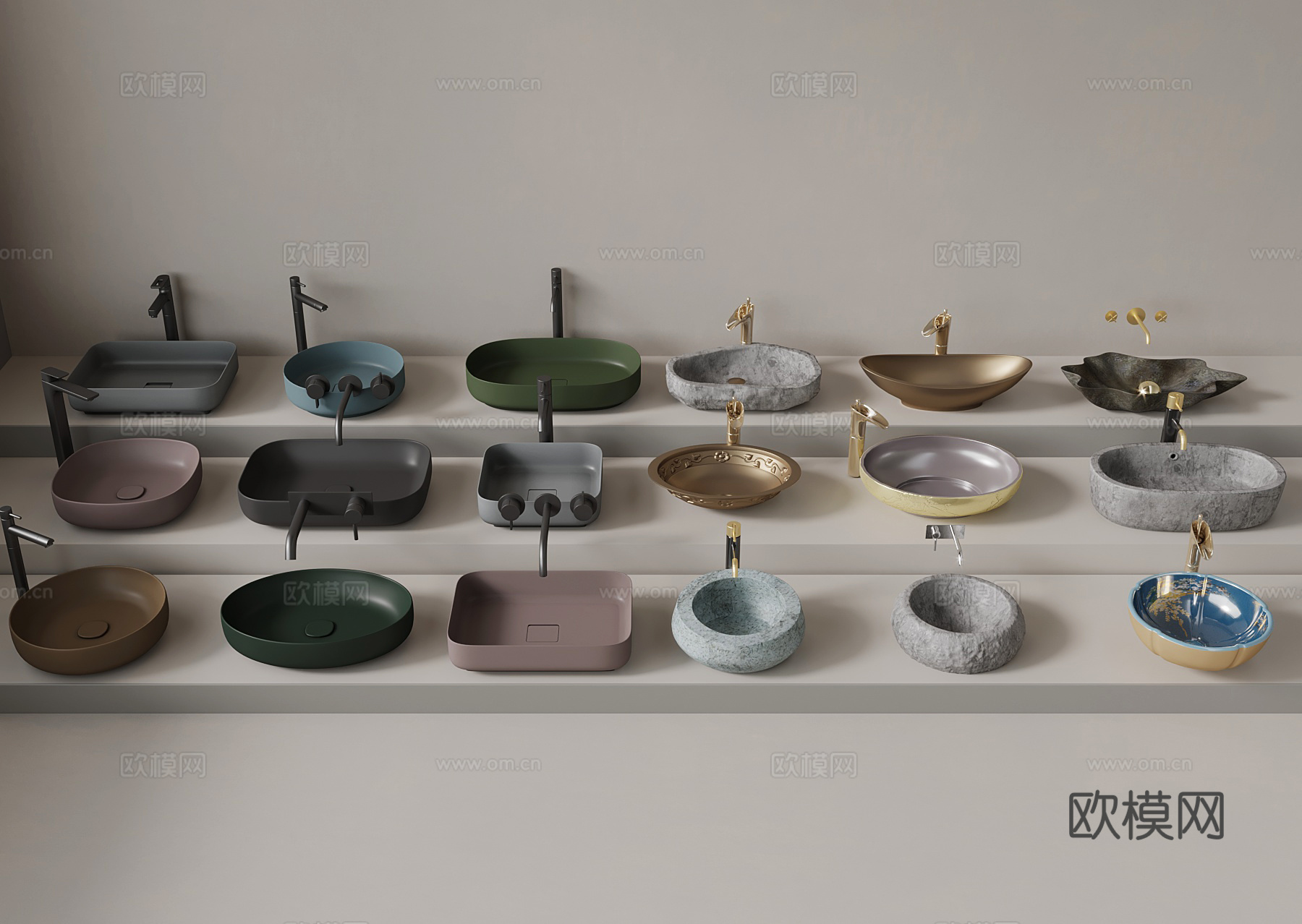 016 新中式皇室洗手台3d模型下载