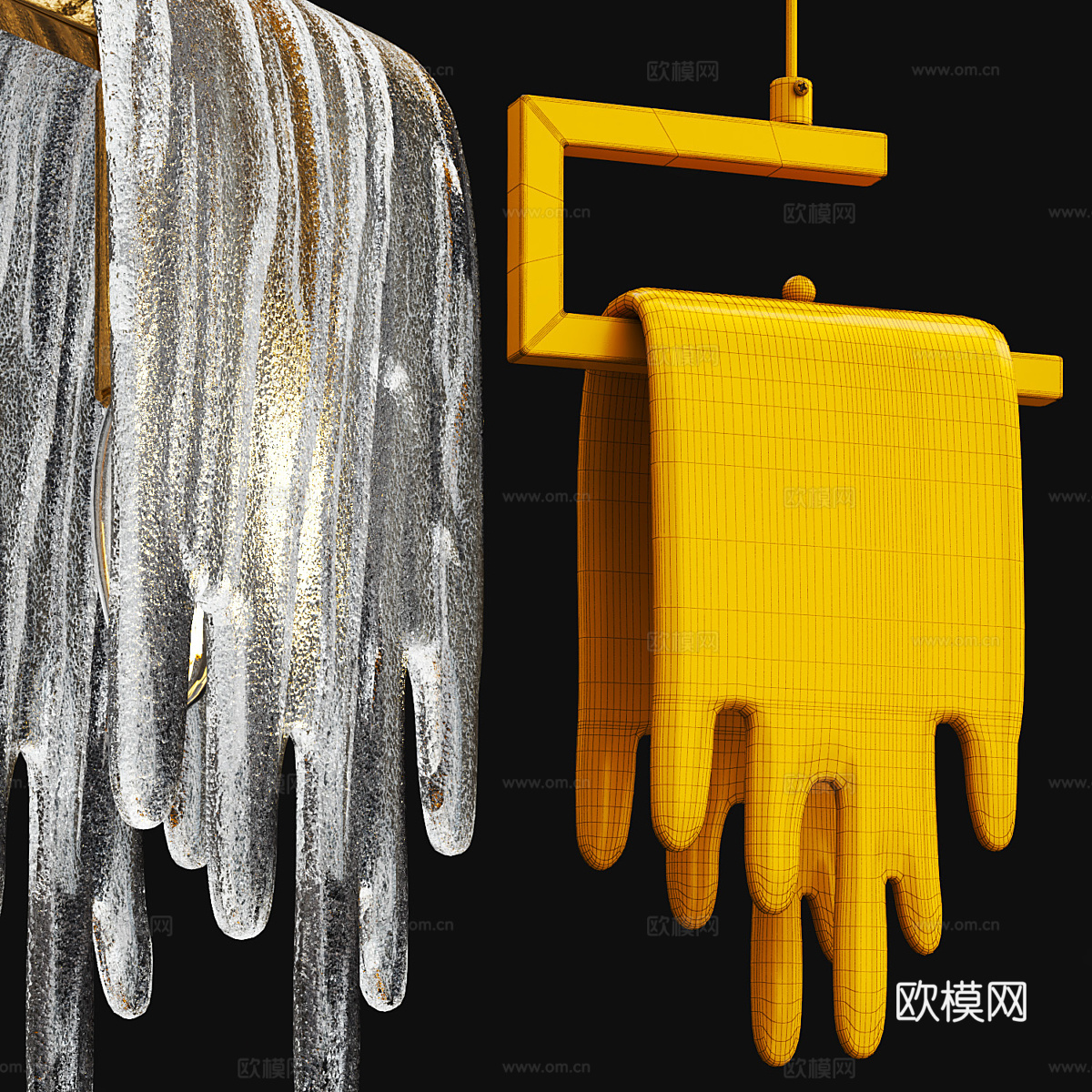 现代轻奢金属玻璃装饰吊灯3d模型