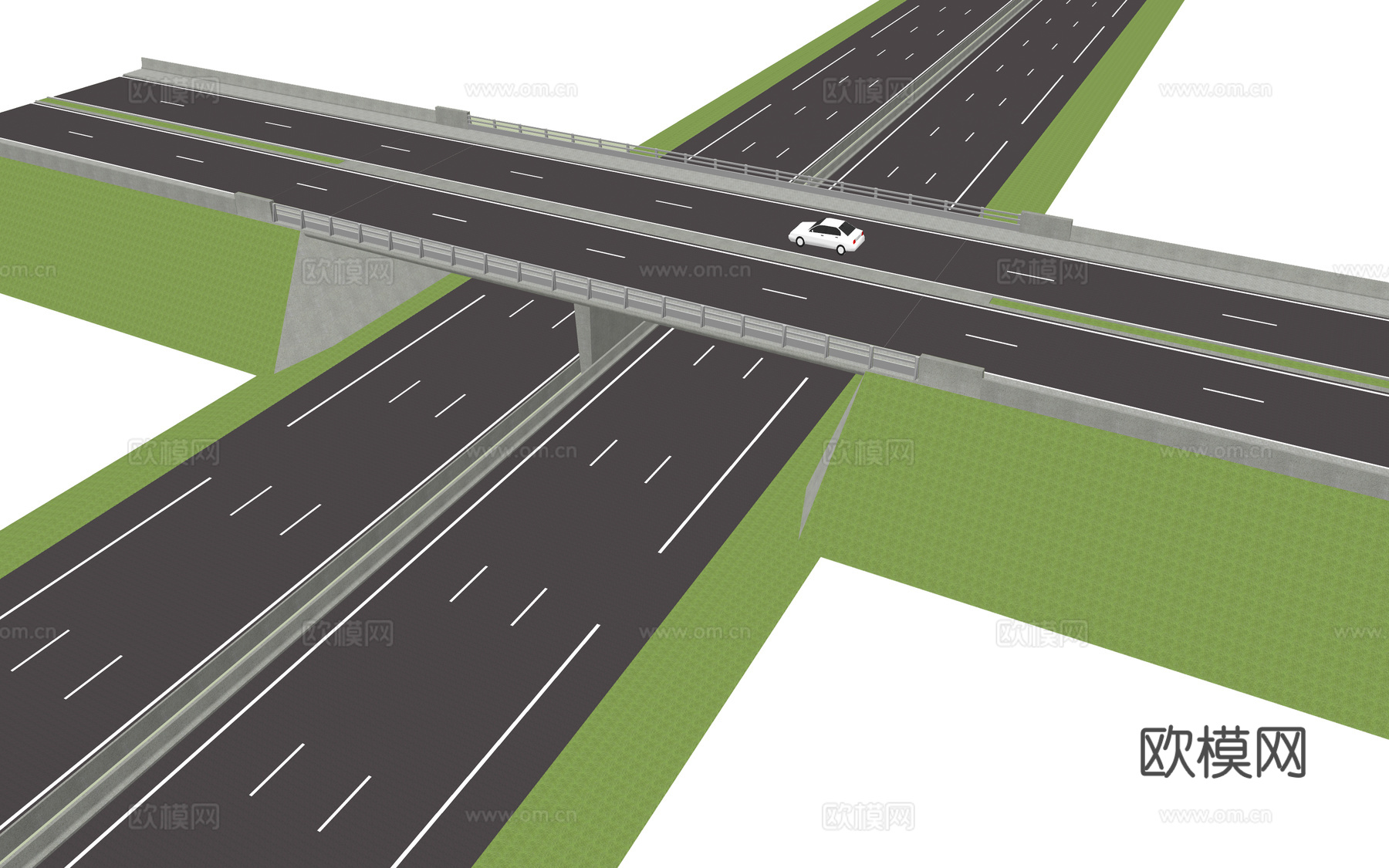 现代立交桥高架桥公路su模型下载