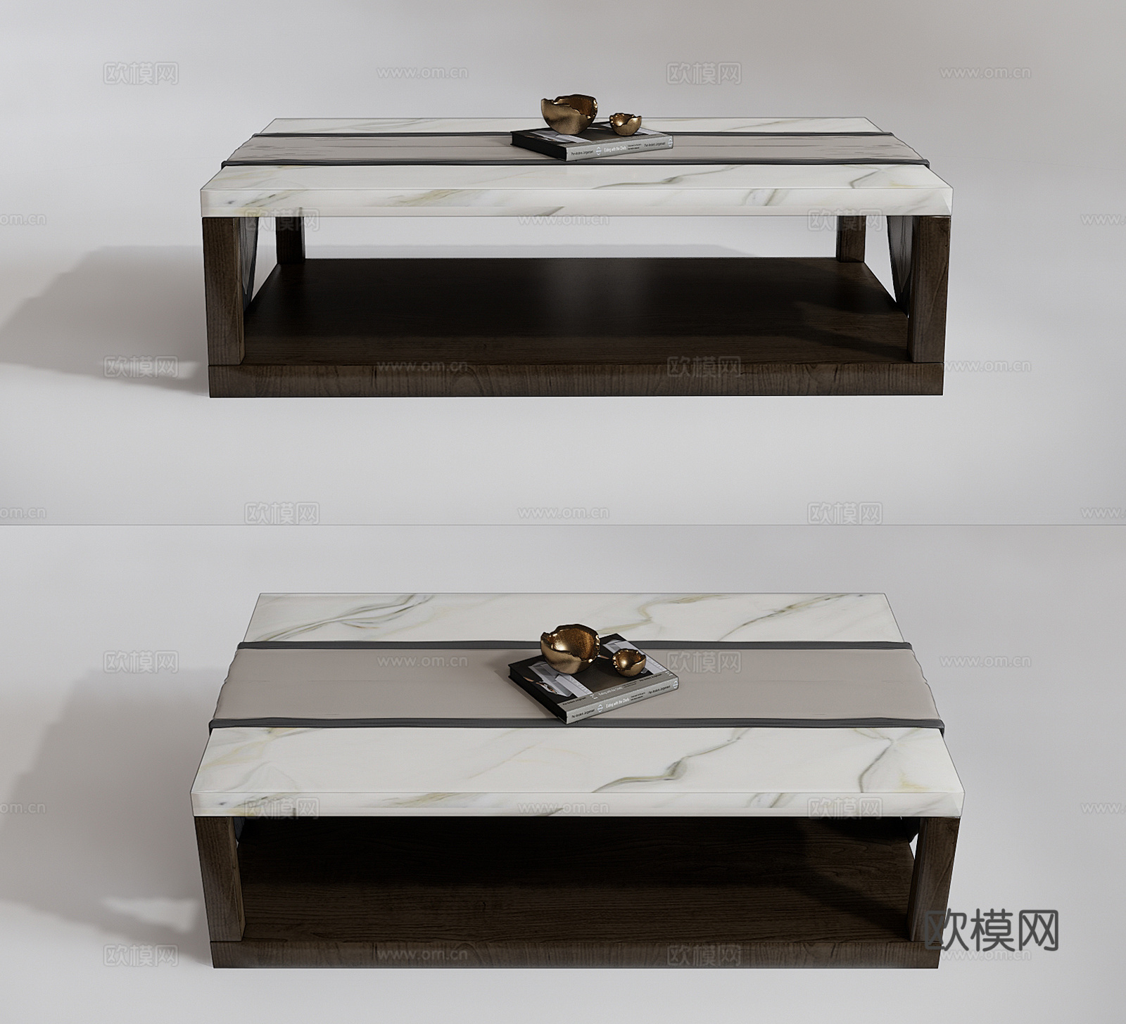 现代大理石茶几su模型下载
