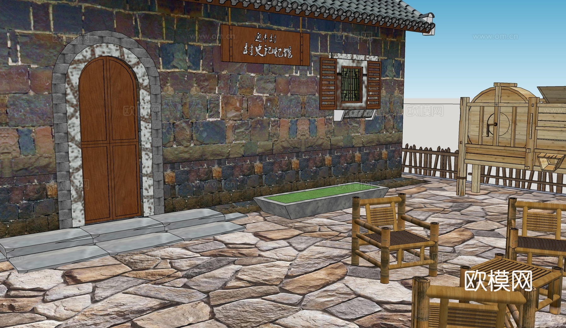 中式乡村古建民居su模型下载