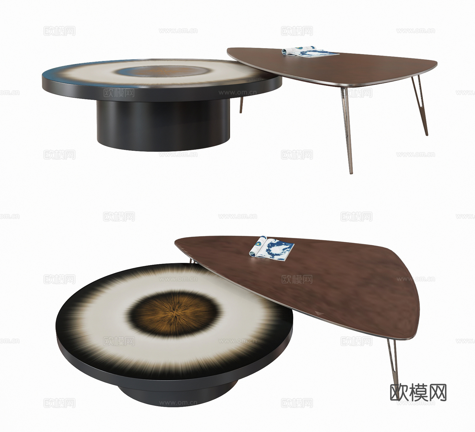 现代茶几边几su模型下载