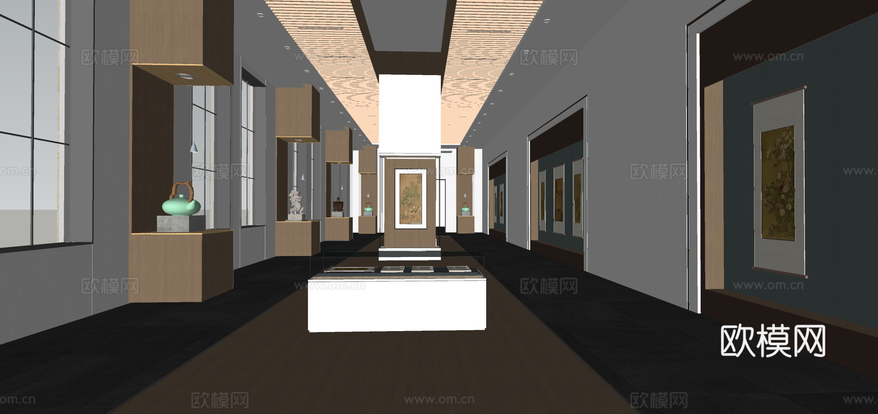 现代博物馆展览馆su模型下载