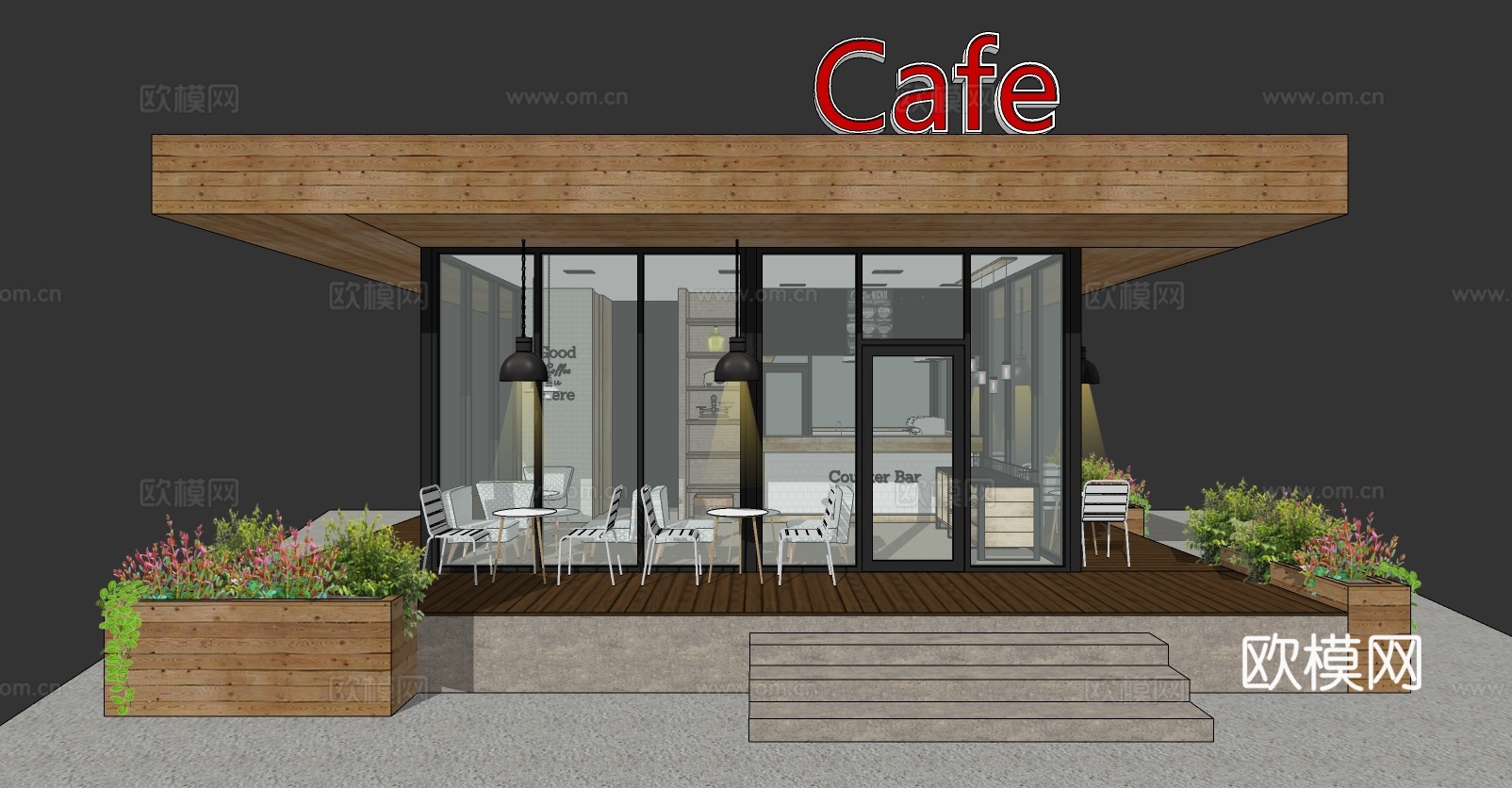 现代咖啡店su模型下载