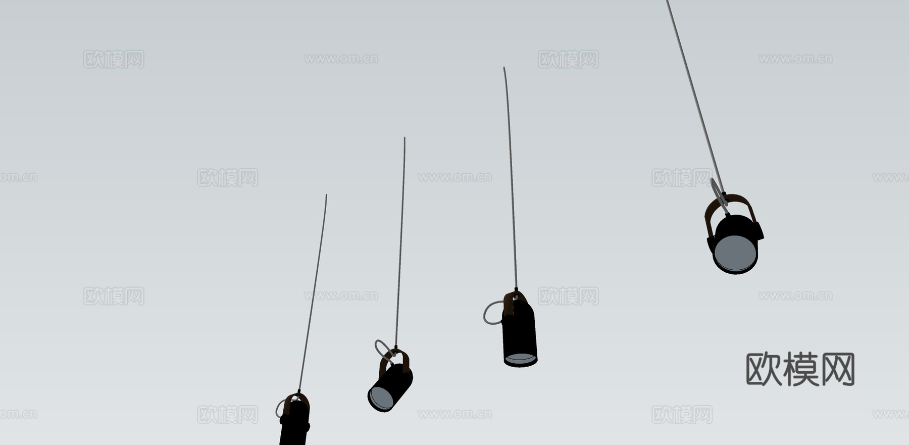 现代射灯筒灯su模型下载