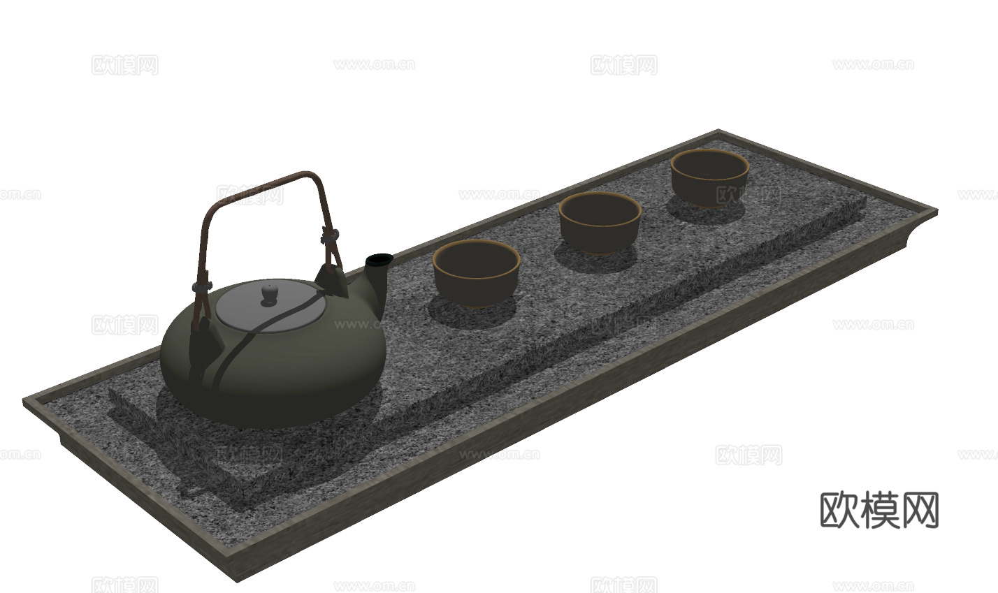 新中式茶杯茶壶茶具su模型下载