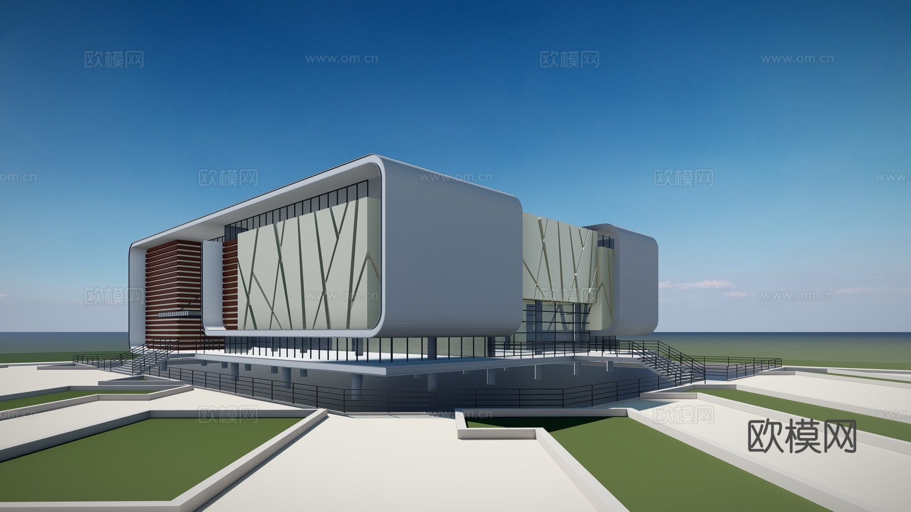 现代博物馆建筑外观su模型下载