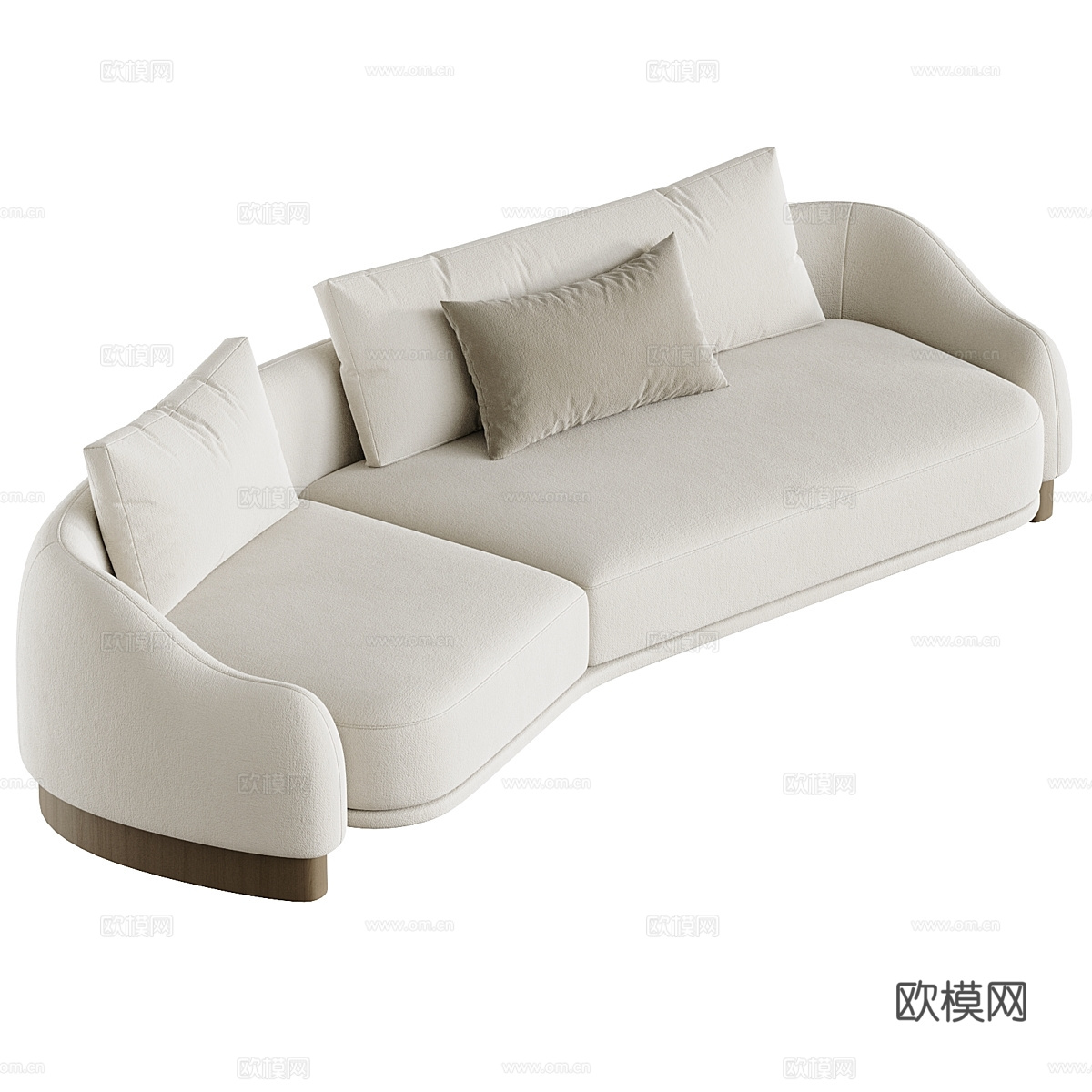 现代意式奶油风布艺休闲沙发3d模型