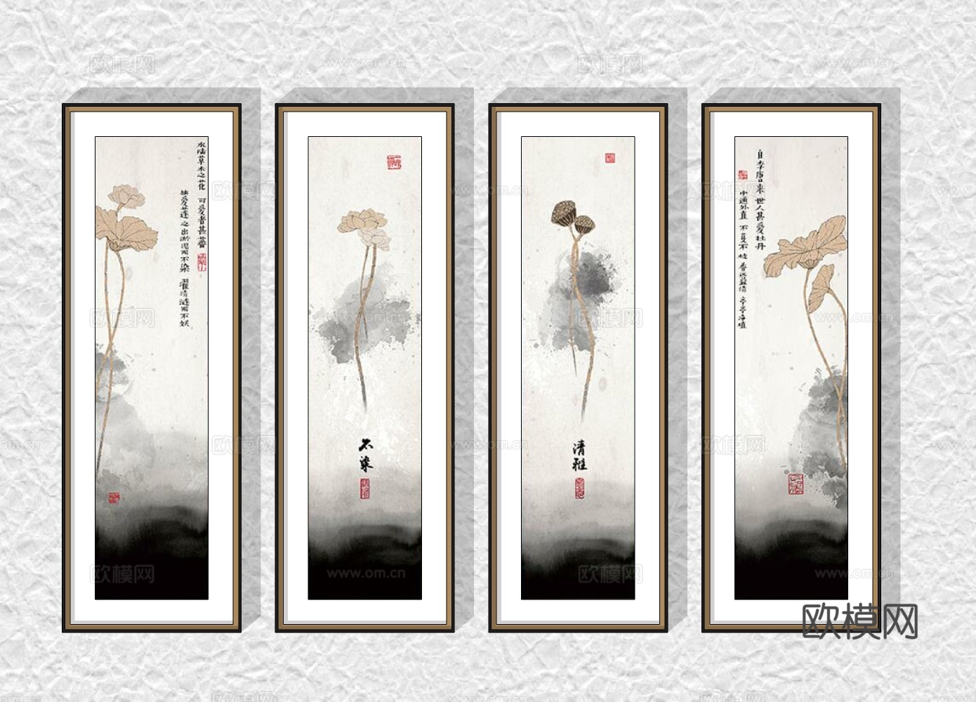 新中式装饰画挂画su模型下载