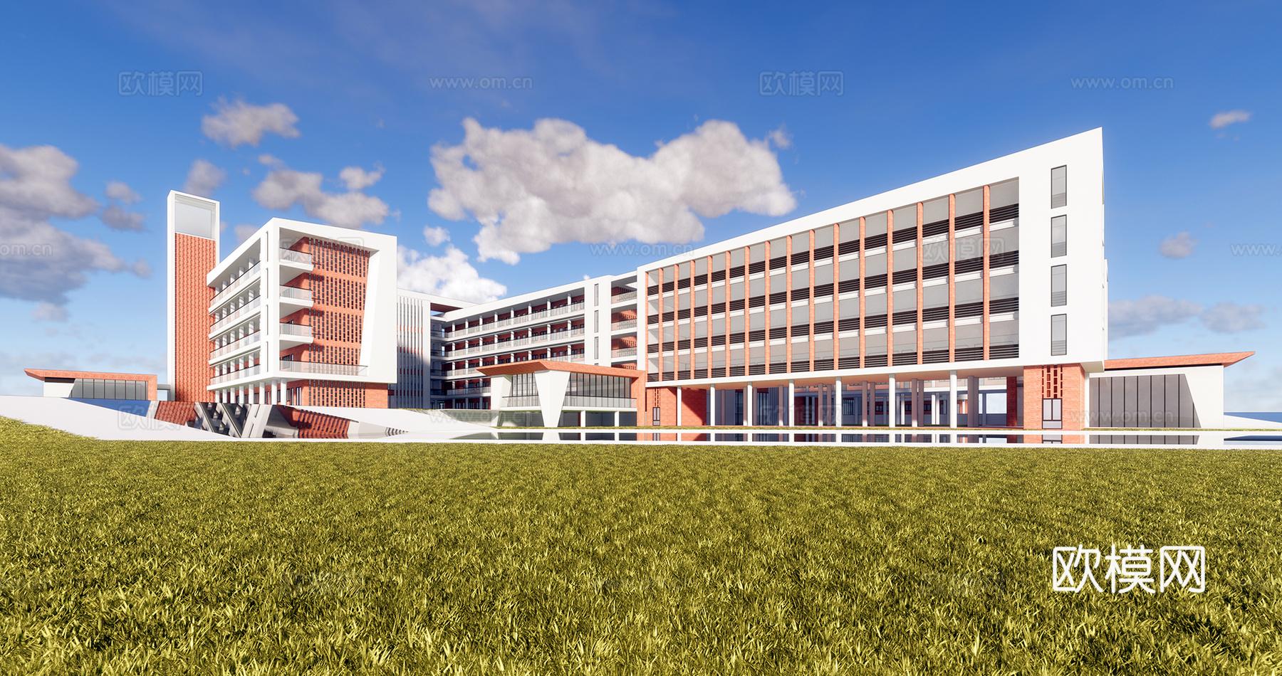 现代学校教学楼su模型下载