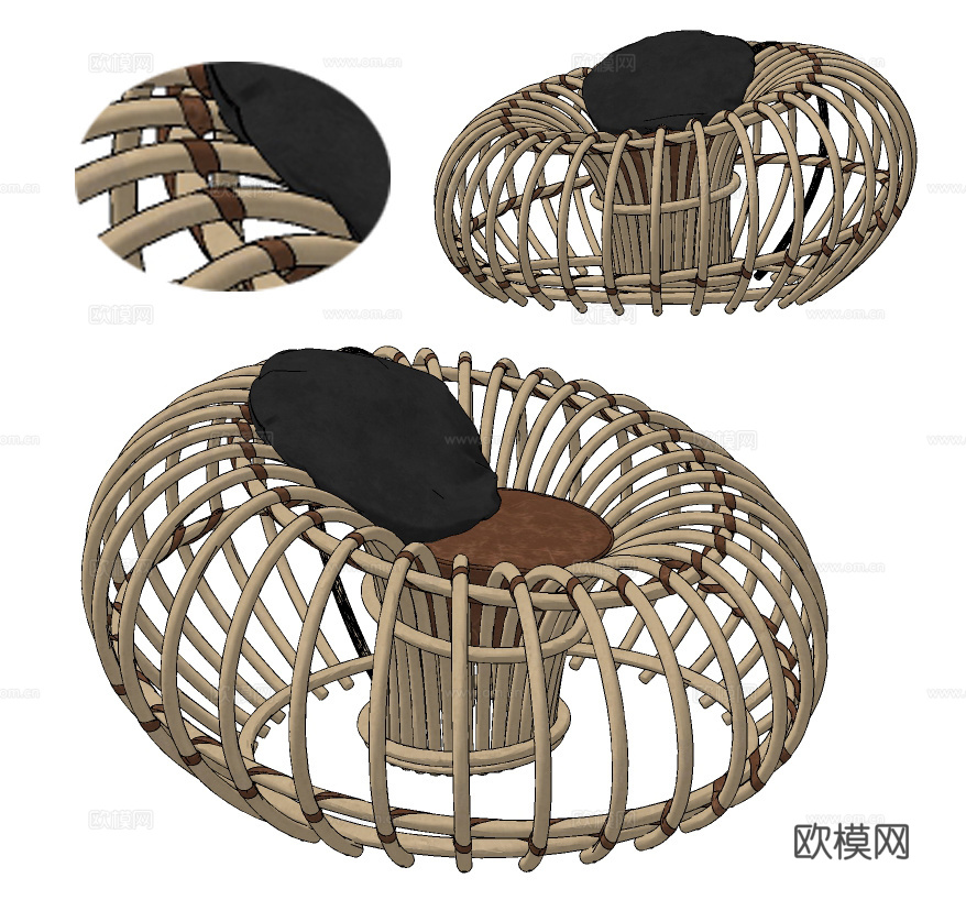 现代户外休闲椅su模型下载