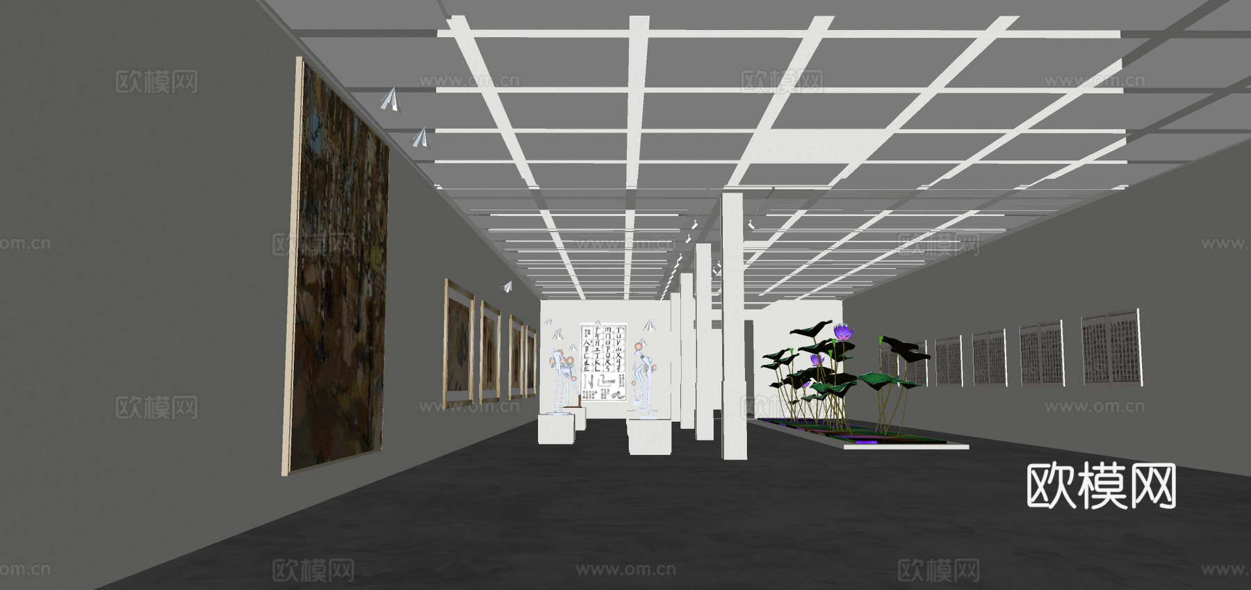 现代博物馆展览馆su模型下载