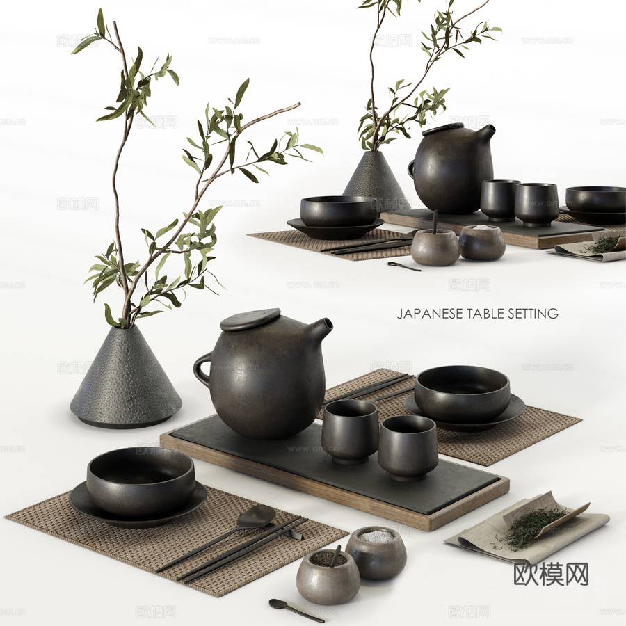 新中式茶具茶器su模型下载