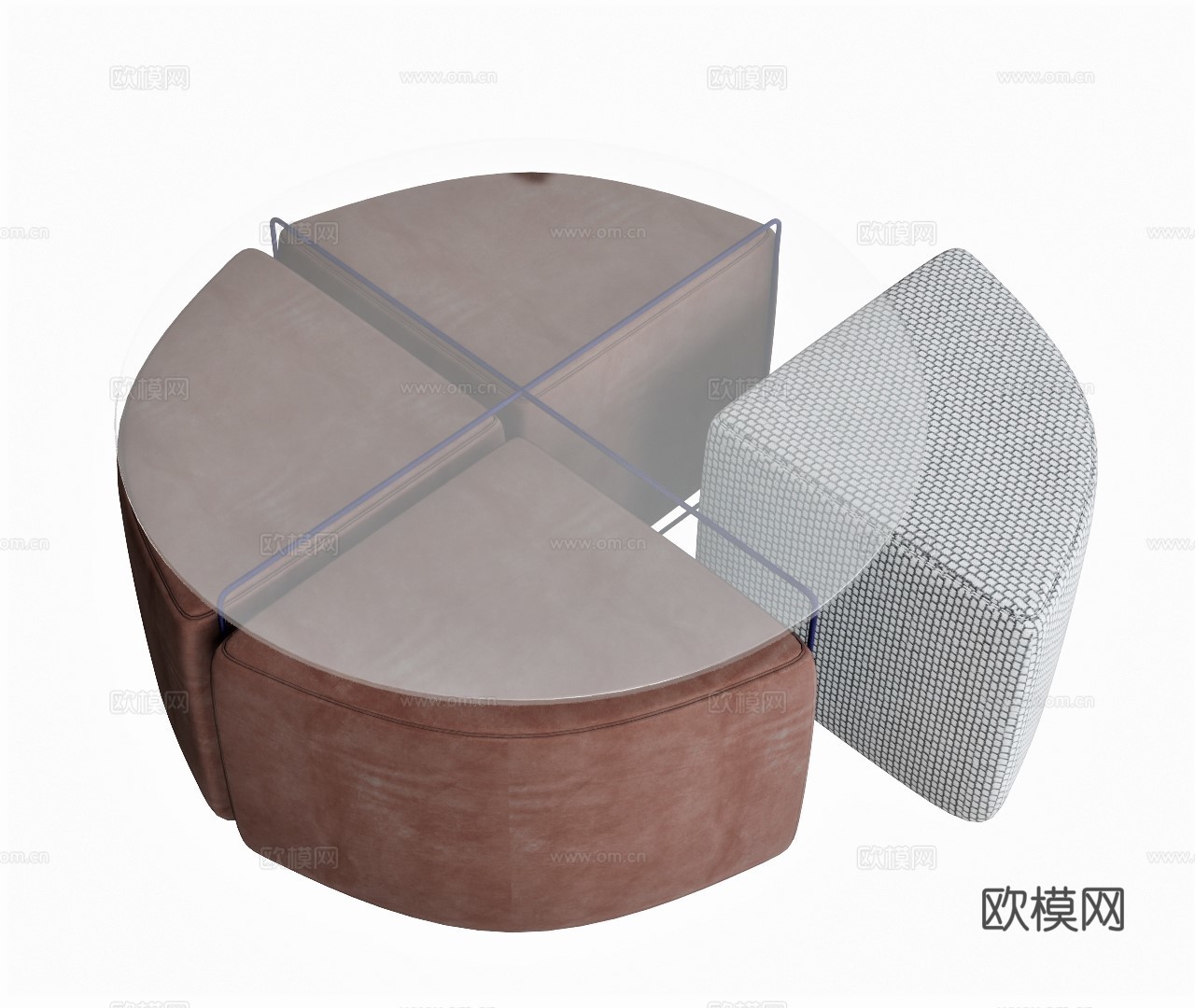 现代茶几su模型下载
