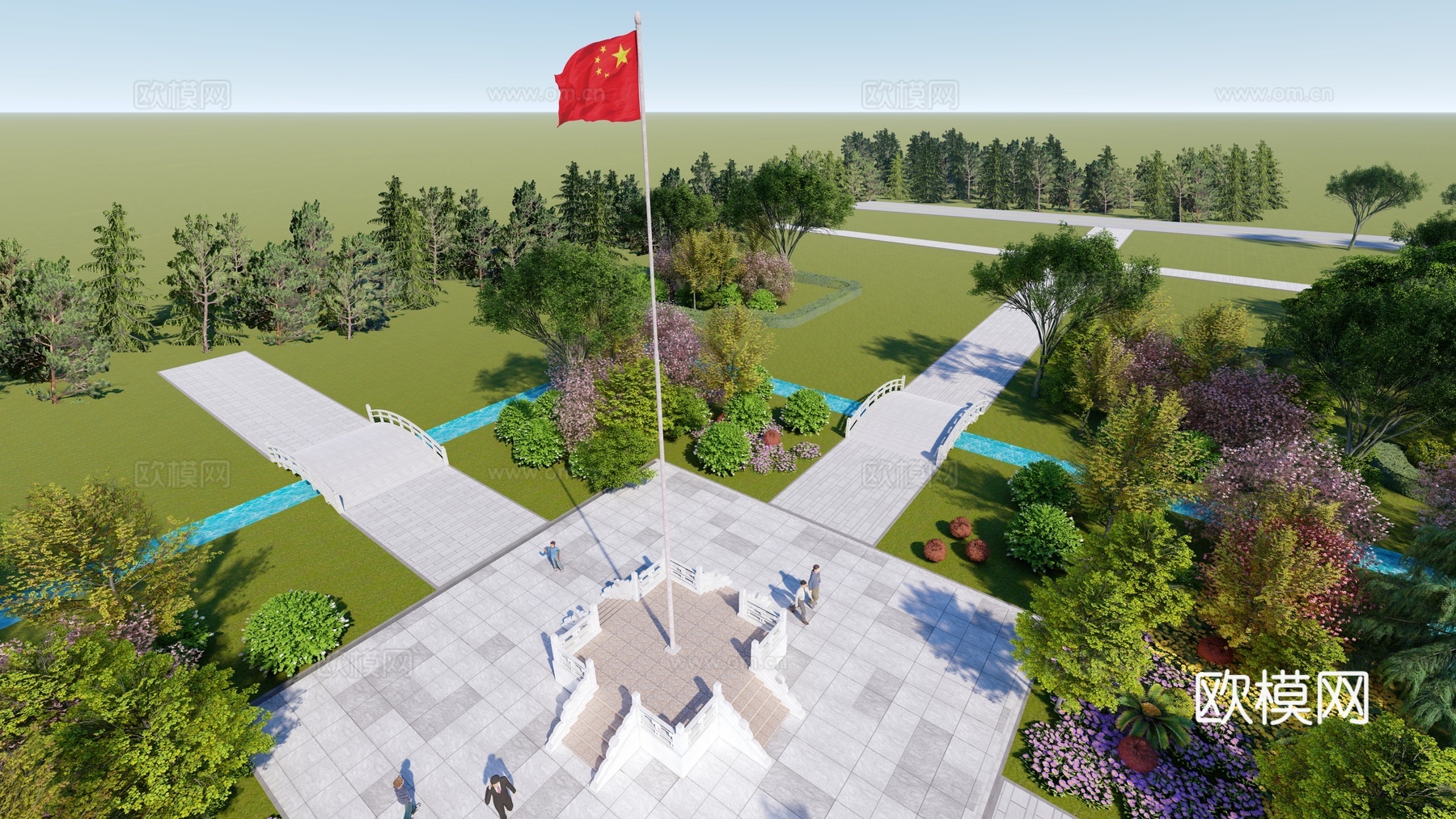 现代升旗台su模型下载下载（渲染图5）