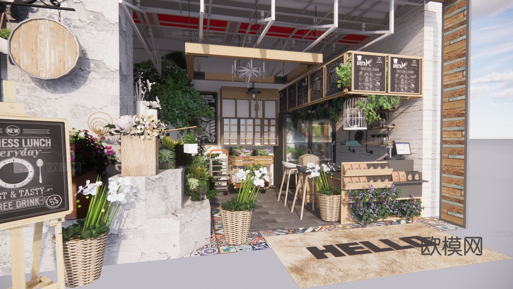 现代花店su模型下载