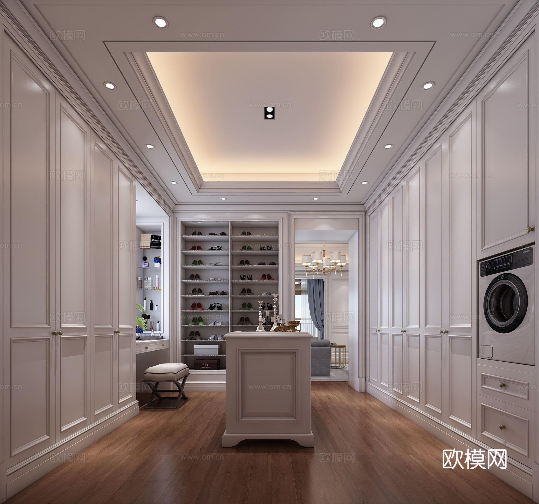 简欧现代别墅衣帽间3d模型