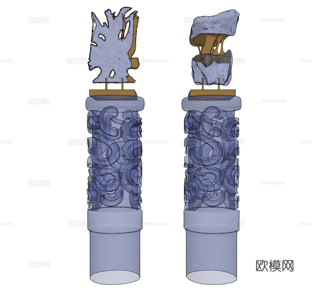 新中式抽象水晶雕塑摆件su模型下载