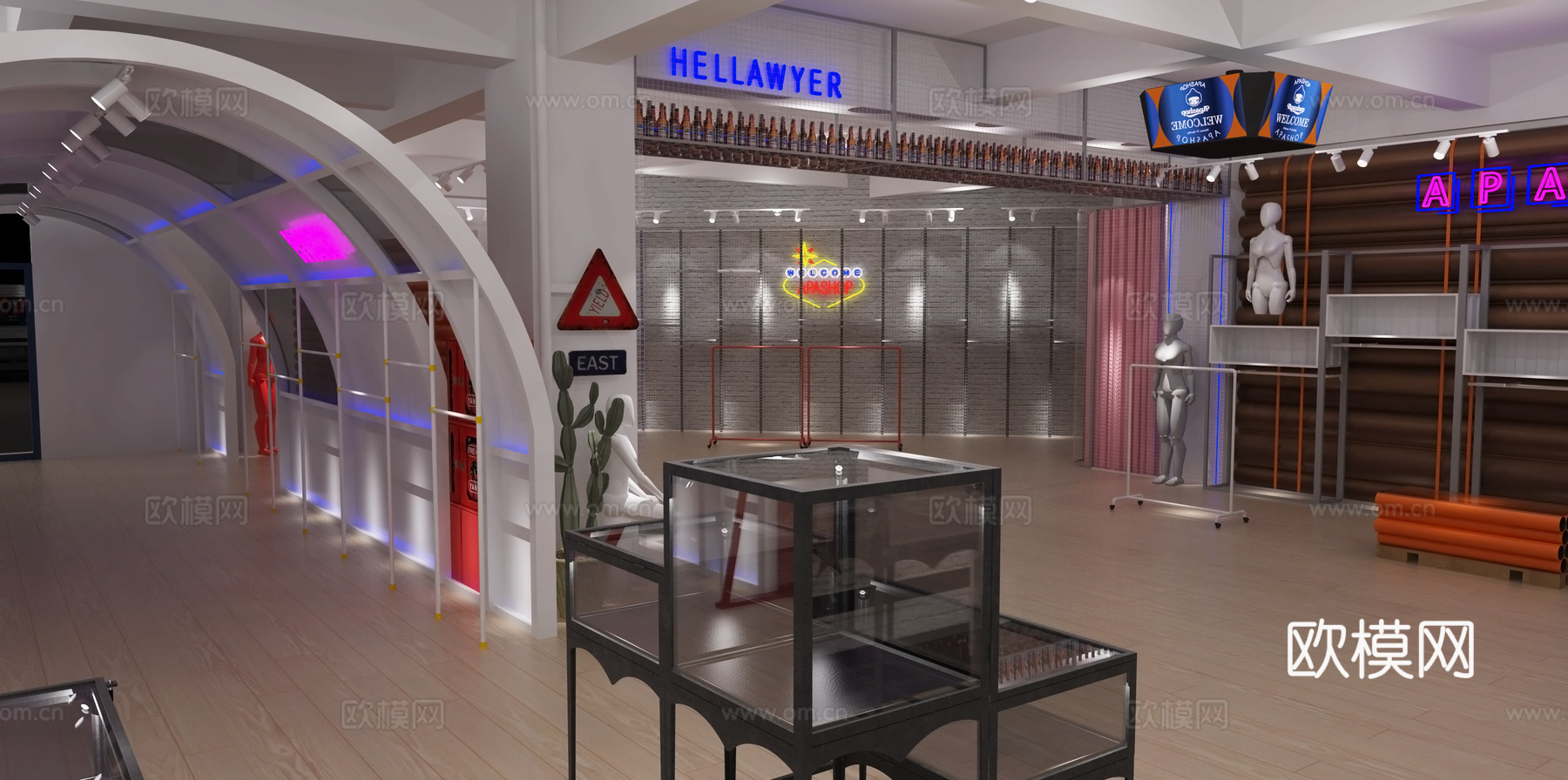 工业风服装店su模型下载