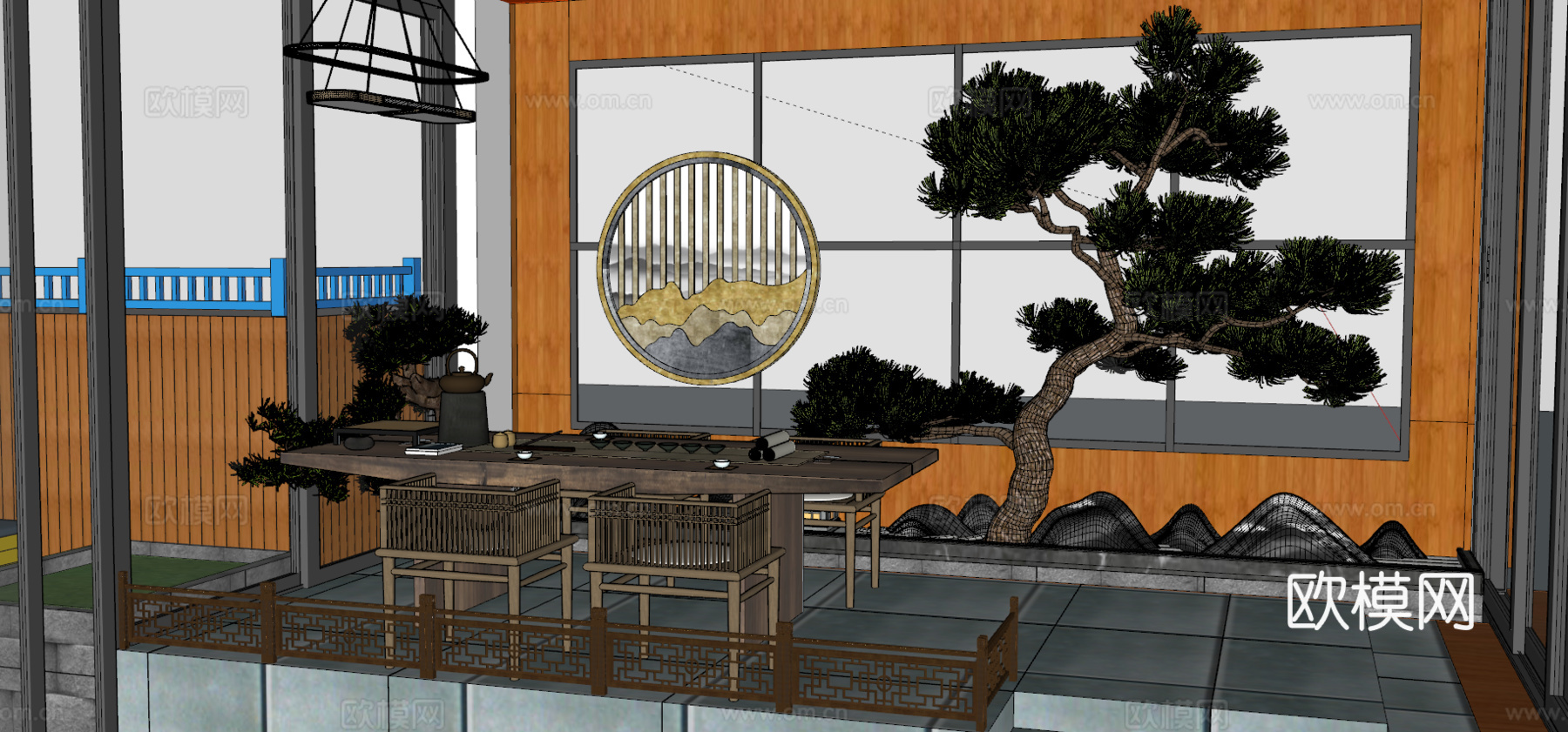 现代屋顶花园su模型下载