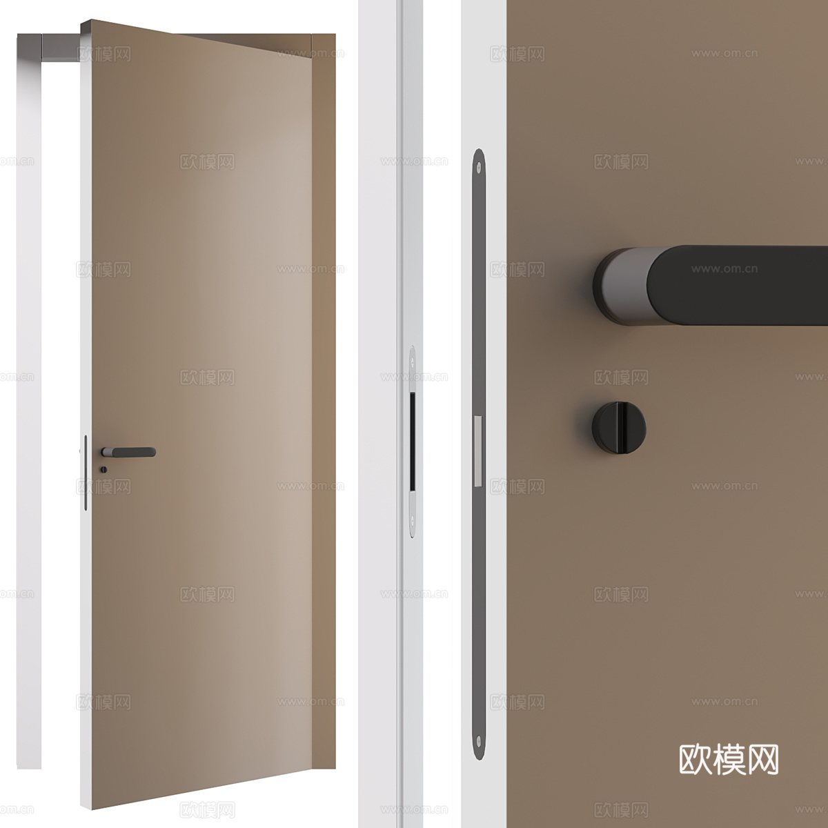 现代极简室内单开门 套装门3d模型