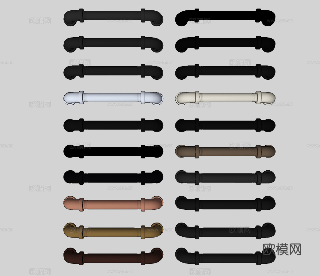 现代不锈钢拉手门把手su模型下载