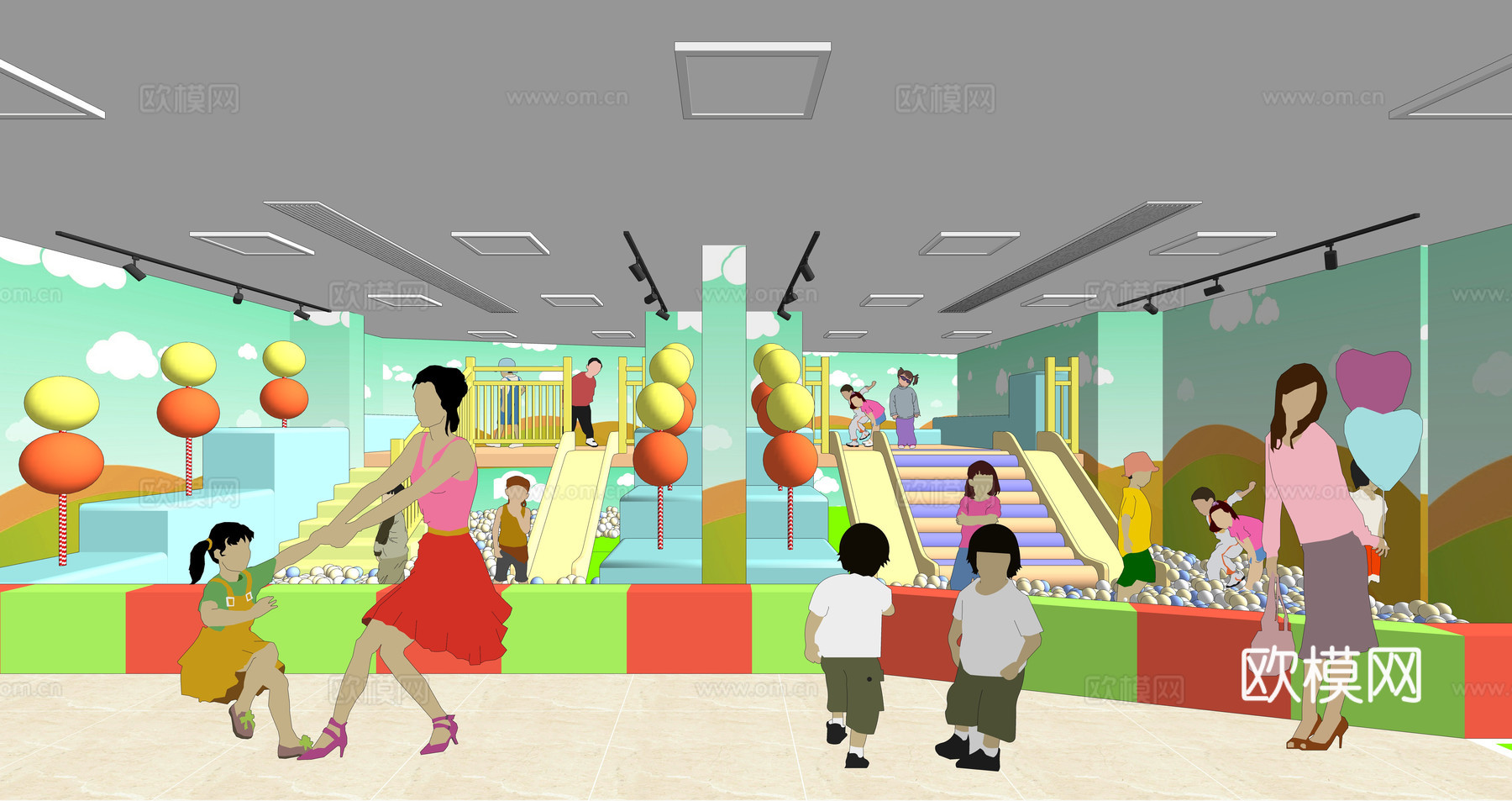 现代幼儿园su模型下载下载（渲染图2）