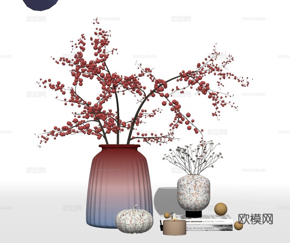 现代梅花花瓶su模型下载