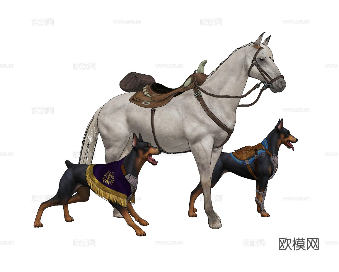 现代骏马猎犬动物su模型下载