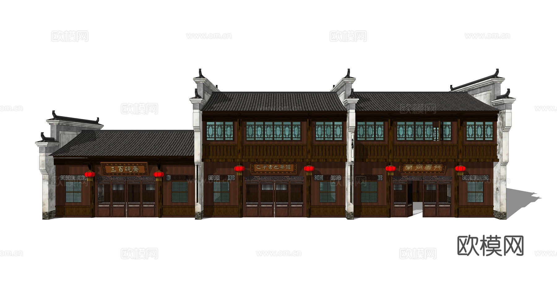 中式古建商铺外观su模型下载