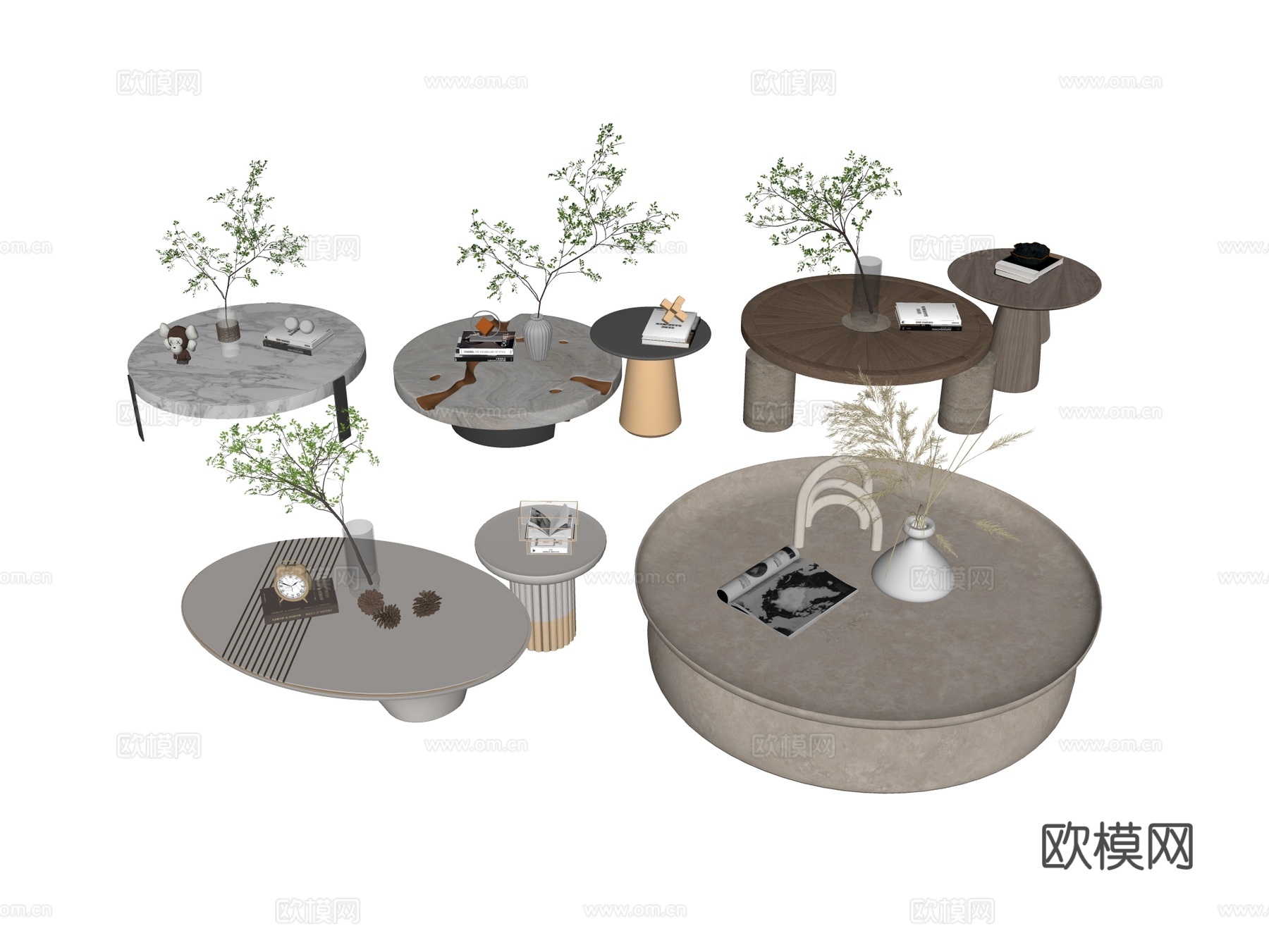 茶几 茶几组合 圆形茶几 石材茶几 木制茶几 大理石茶几su模型