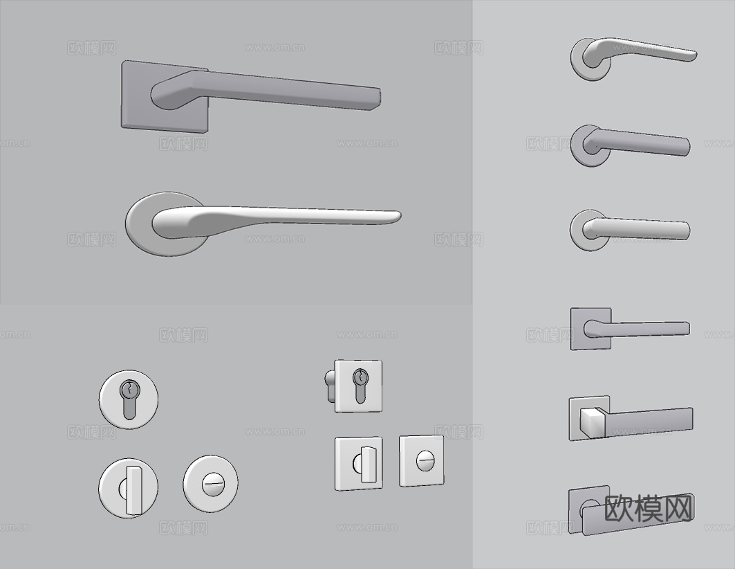 现代门把手门拉手su模型下载