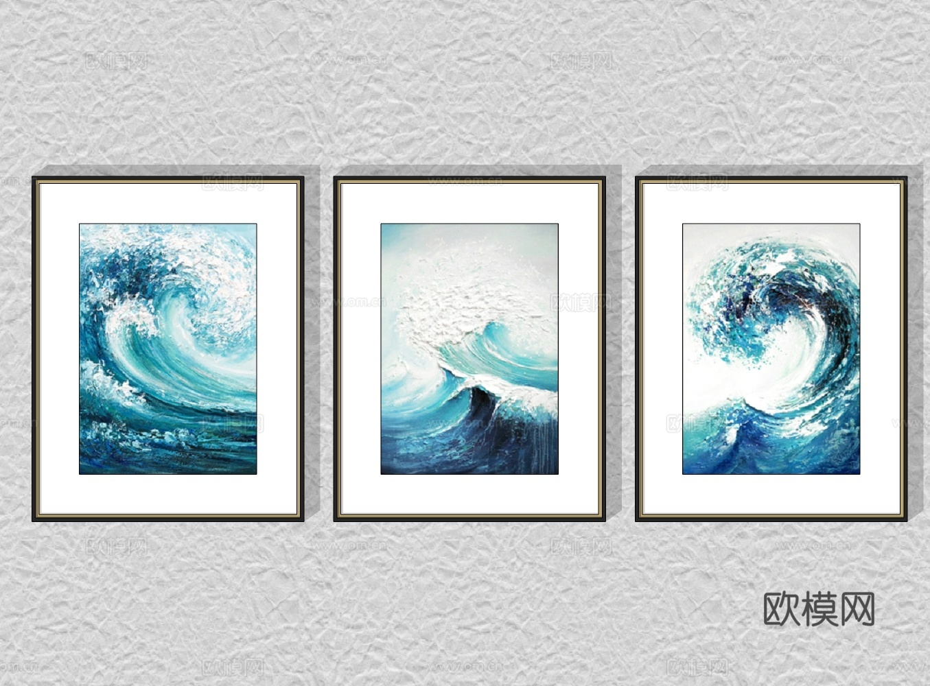 现代海浪装饰画su模型下载