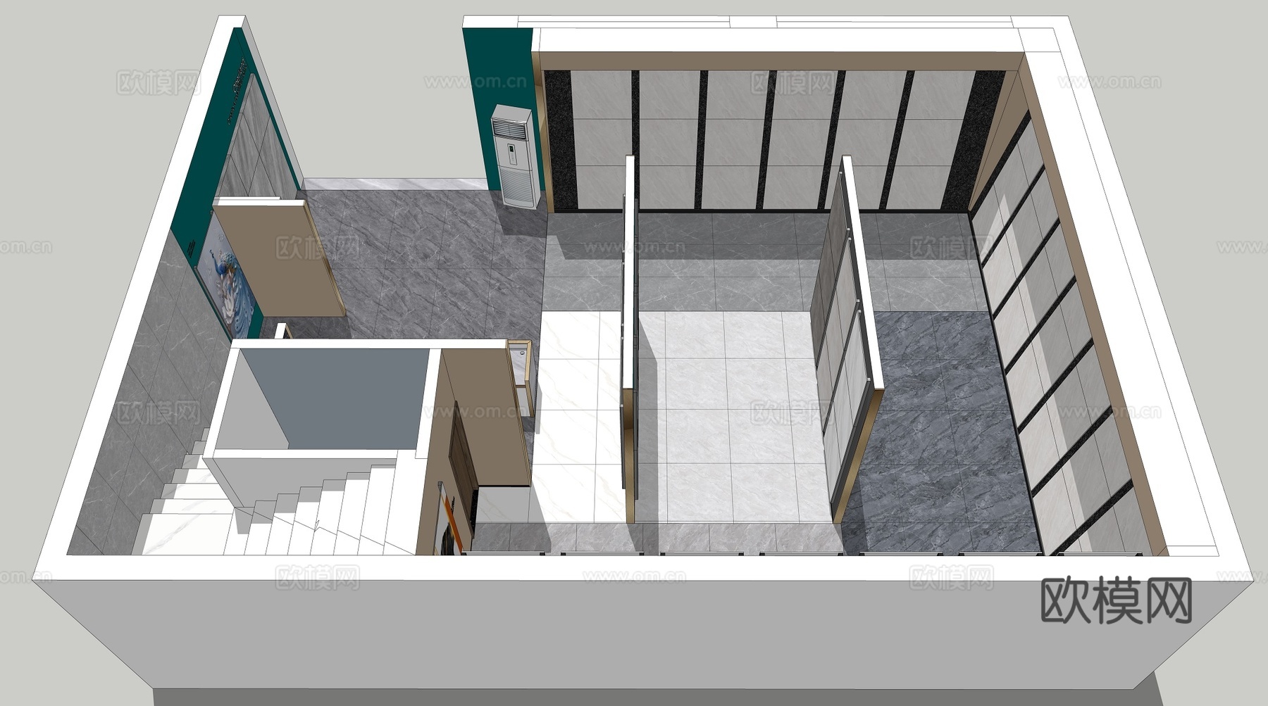 现代瓷砖展厅su模型下载