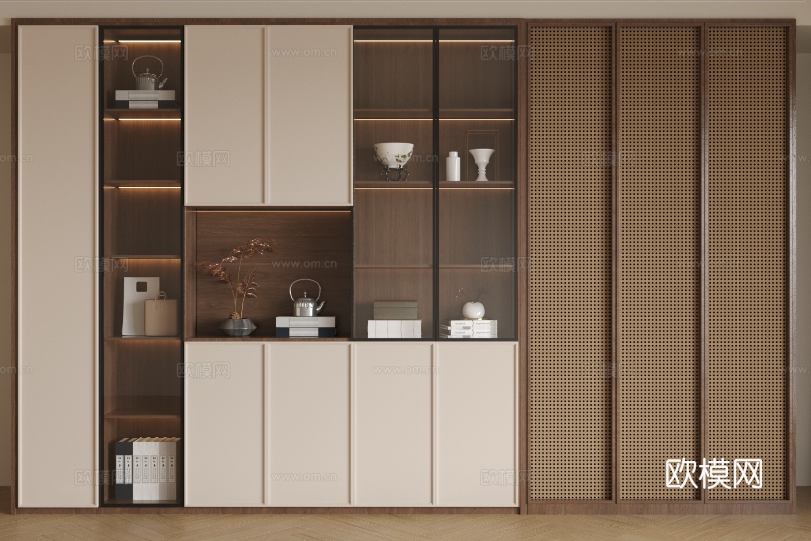 中古风装饰柜 储物柜 客厅装饰柜 侘寂风装饰柜 书房收纳柜3d模型下载