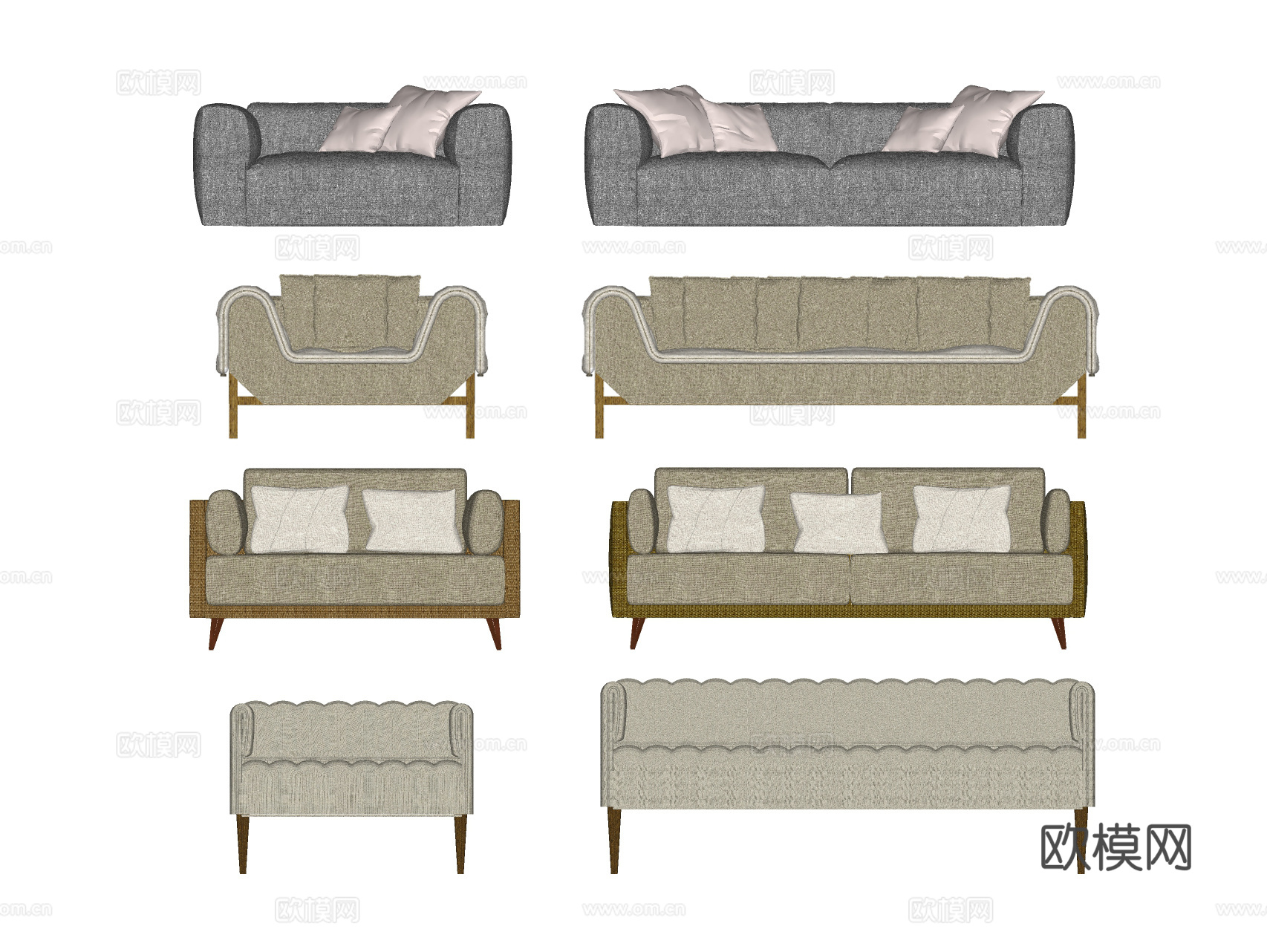 现代家居沙发组合su模型下载