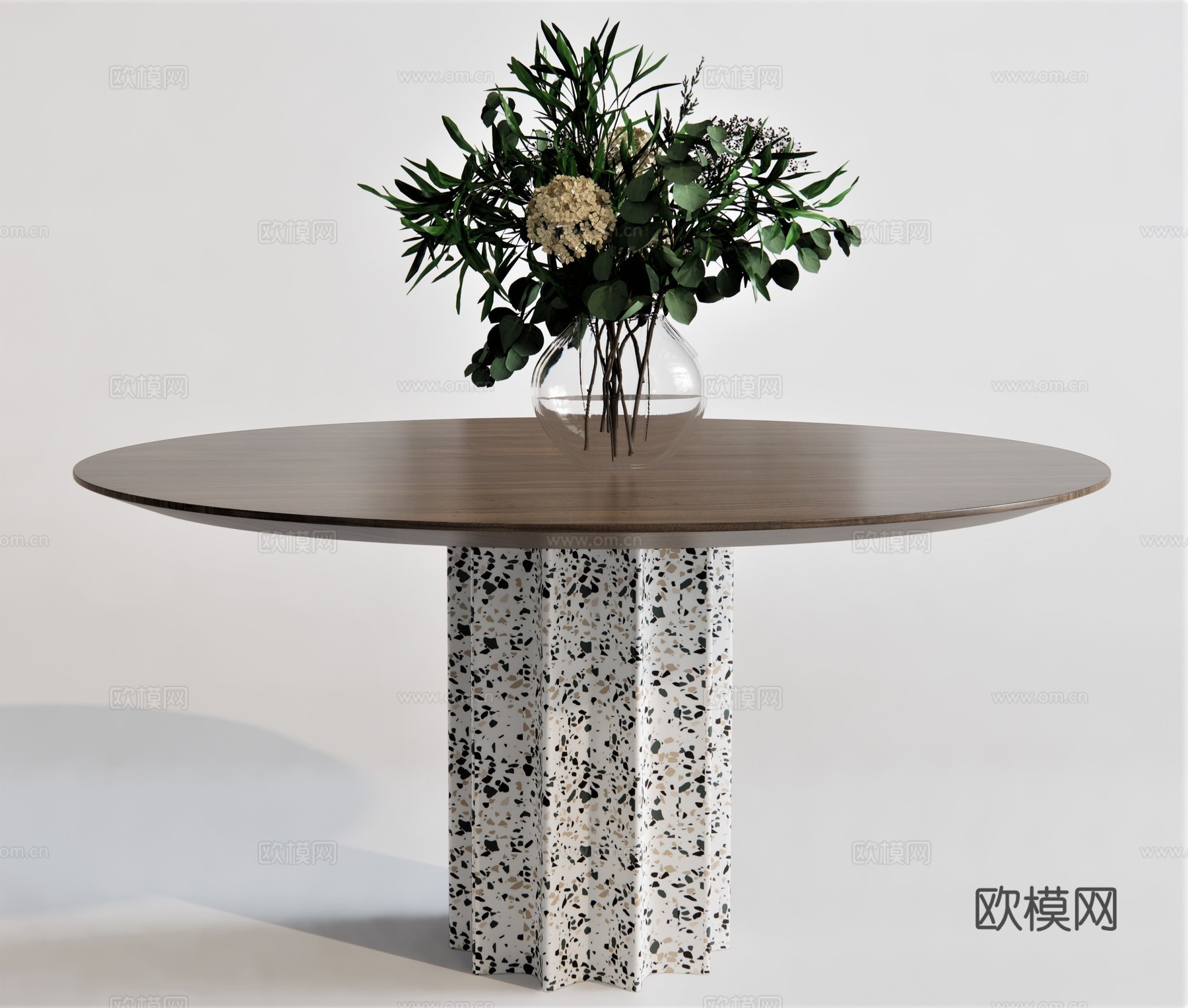 现代圆形餐桌su模型下载