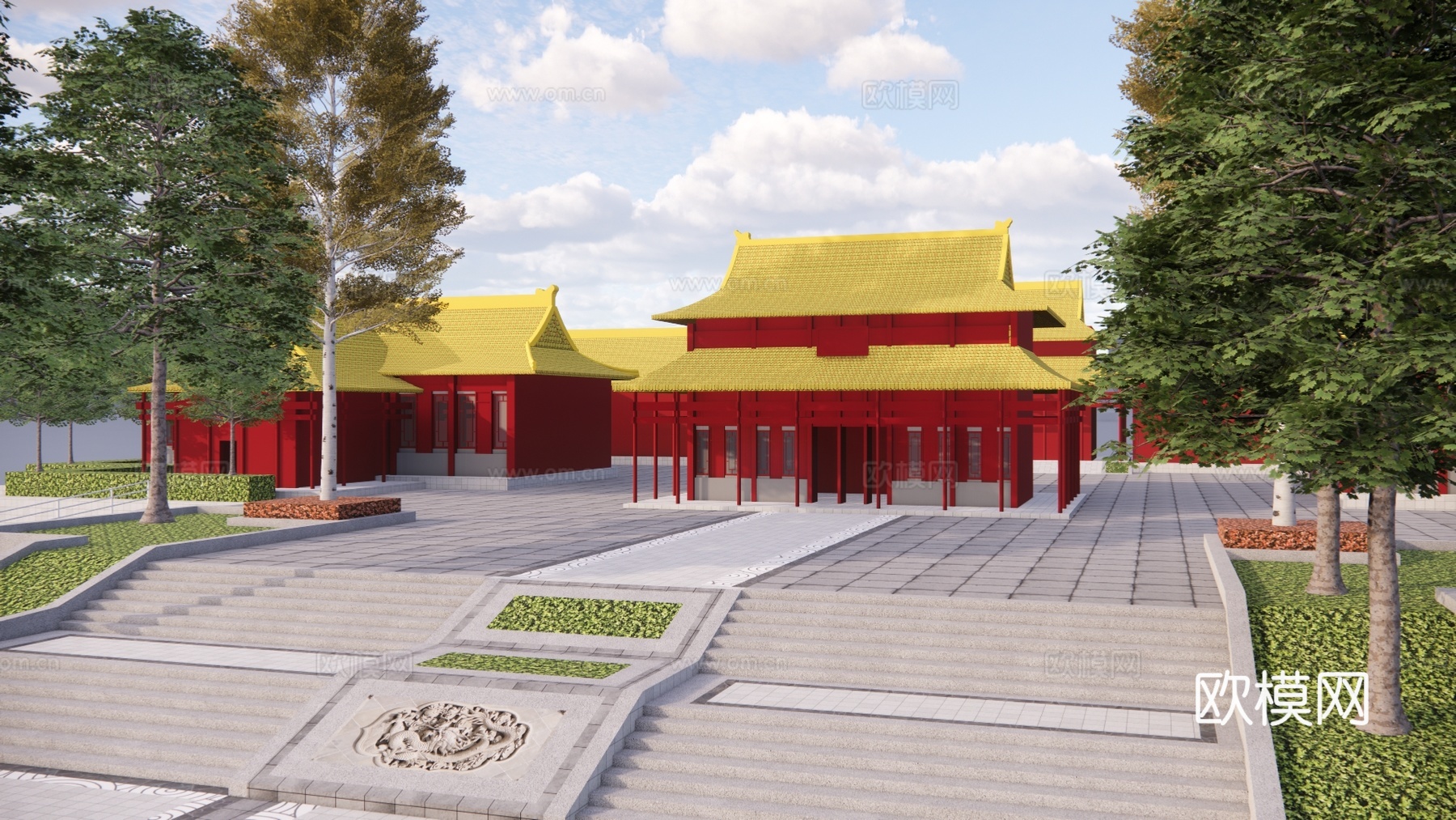 中式古建宫殿su模型下载